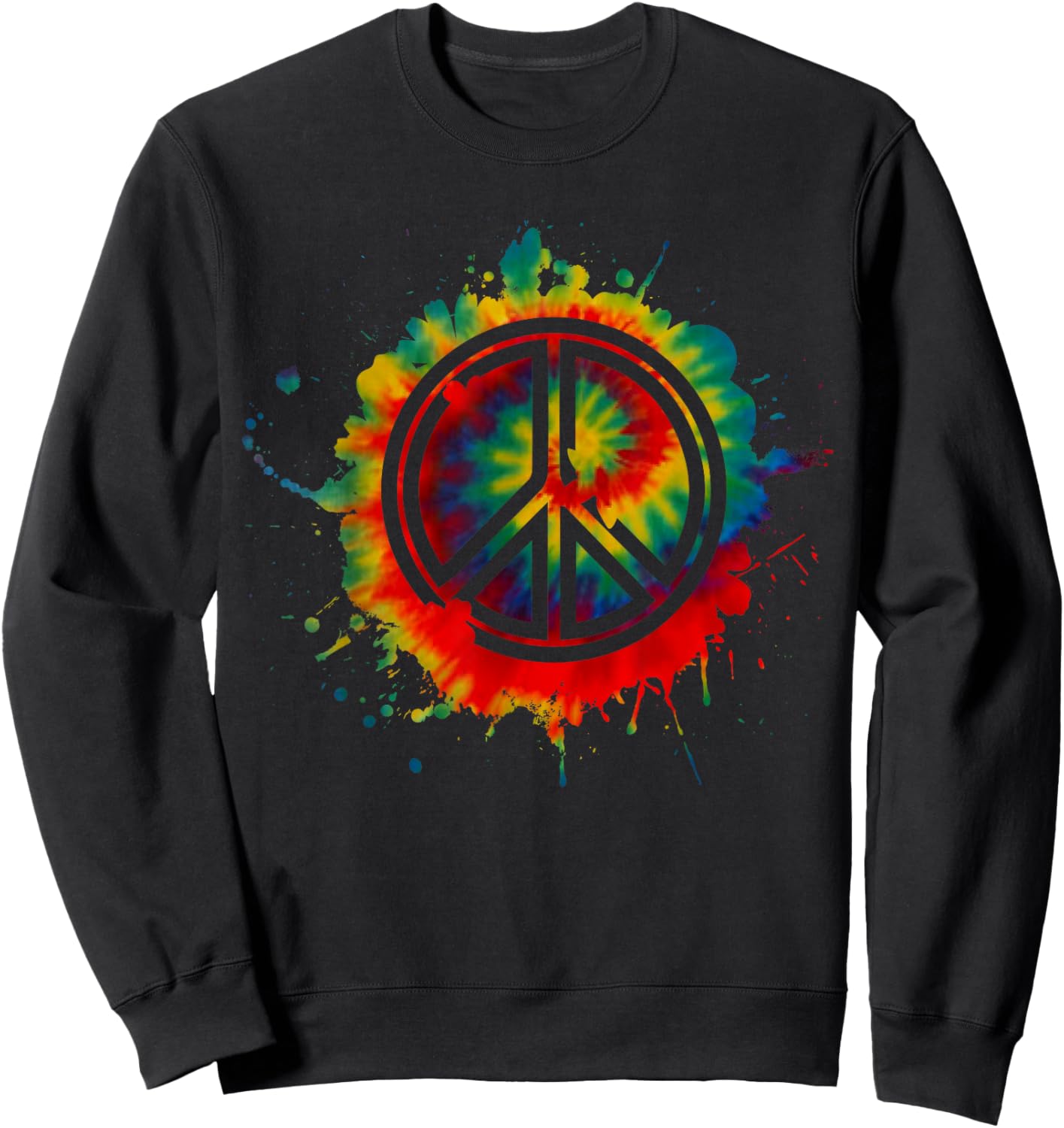 Retro Peace Love | Love 60's 70's Hippie Butterflies Sweatshirt - Sweatshirt | Black