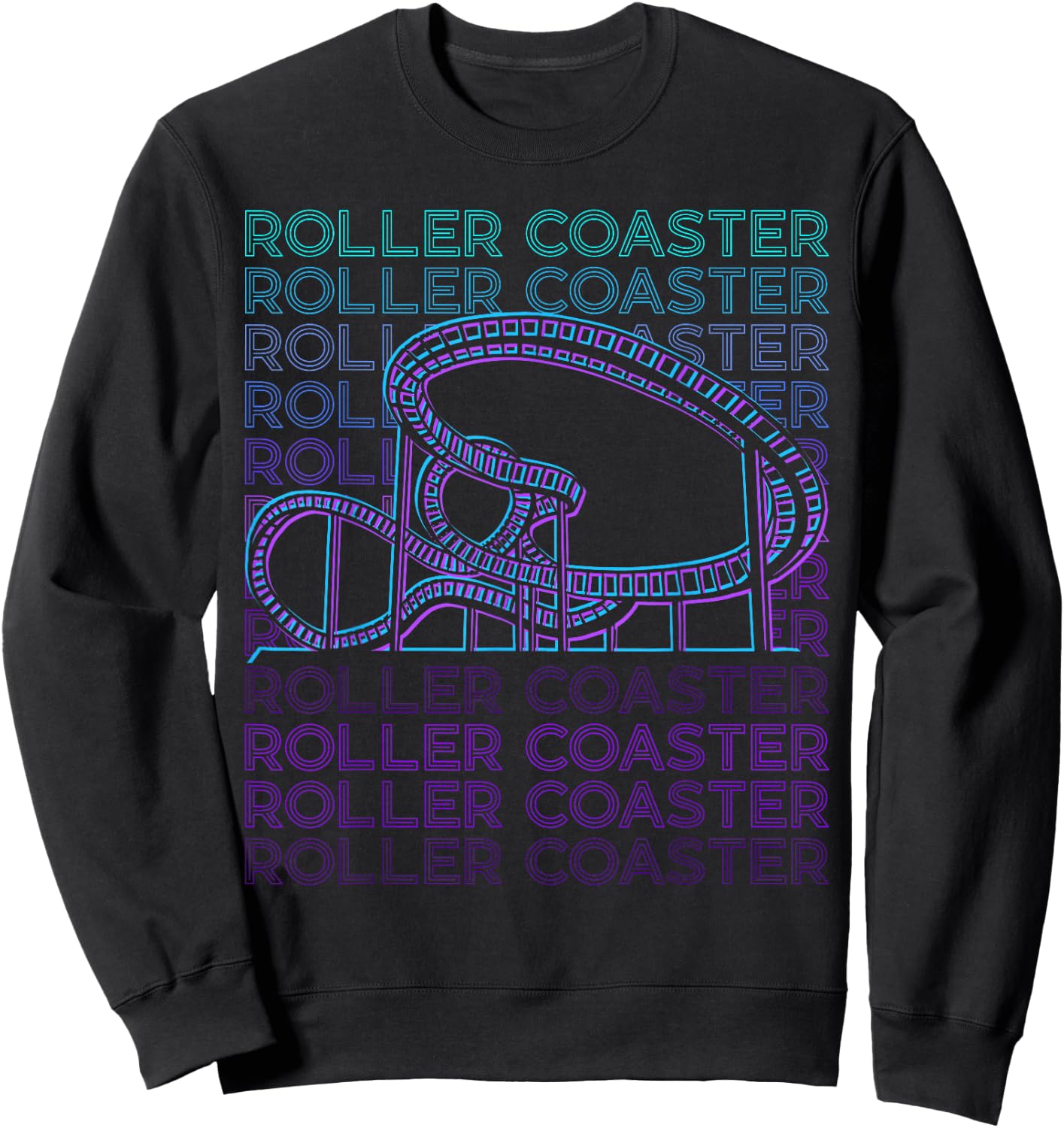 Roller Coaster Gifts Roller Coaster Retro - -Adults, Kids - Black - Small - Short Sleeve - Cotton, Polyester Sweatshirt - Sweatshirt | Black