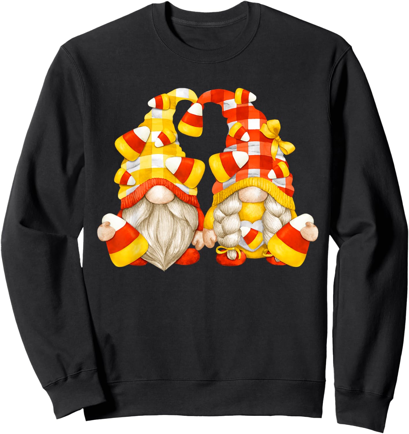 Funny Halloween Candy Corn Decor Cute Candycorn Gnomes Sweatshirt - Sweatshirt | Black