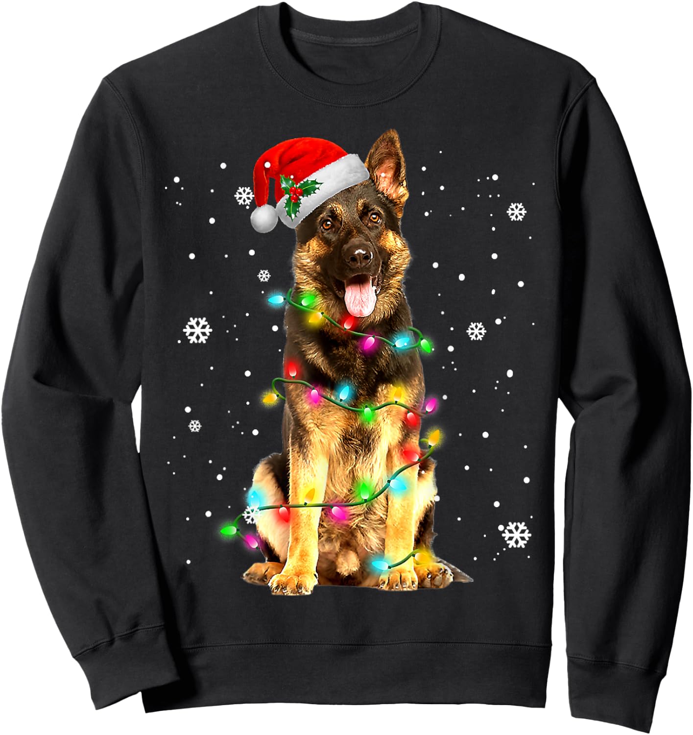 German Shepherd Dog Tree Christmas Sweater Xmas Dogs Sweatshirt - Sweatshirt | Black