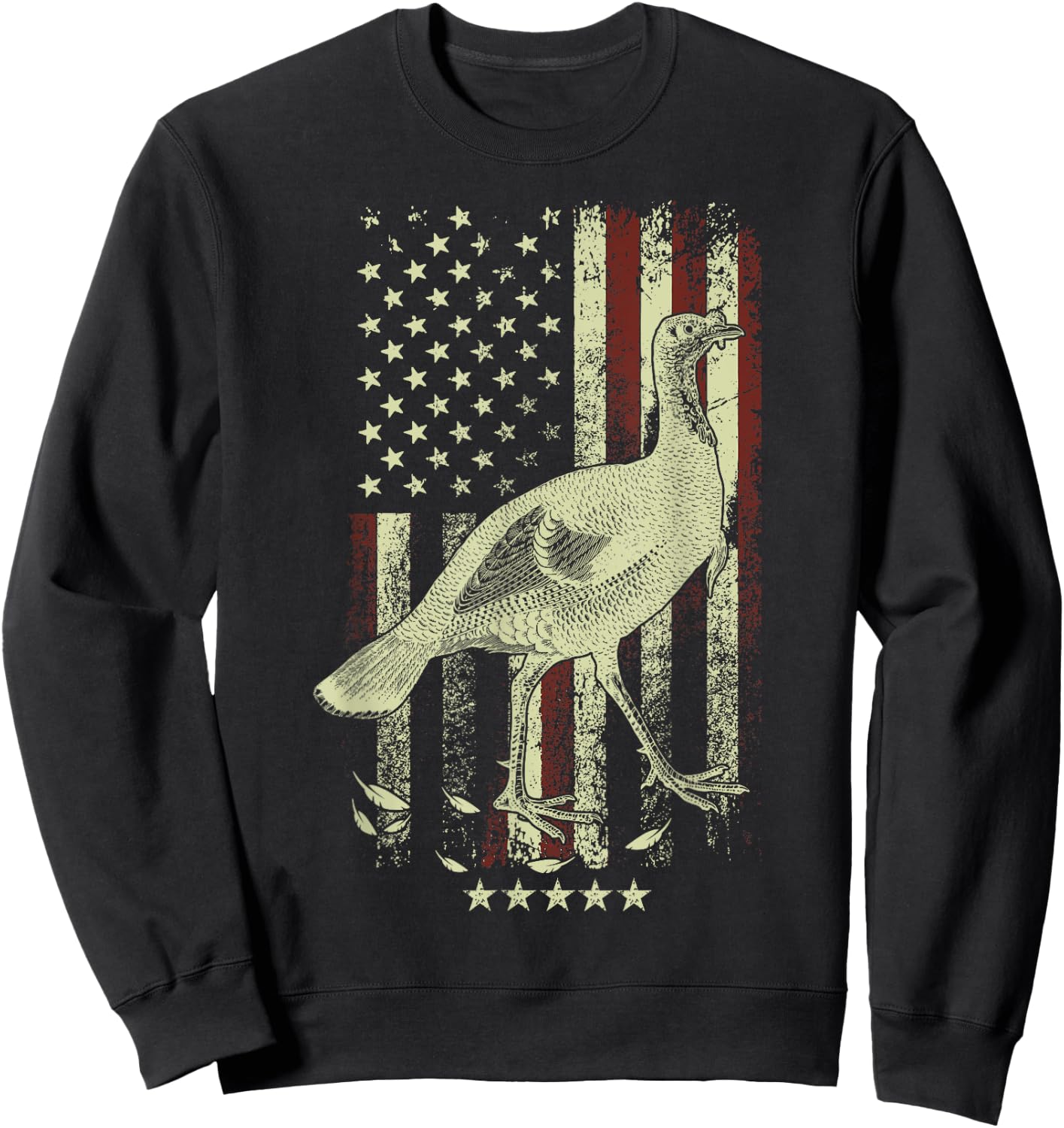 USA American Flag Hunters - Hunting Wild Turkey Bird Women Men Sweatshirt - Sweatshirt | Black