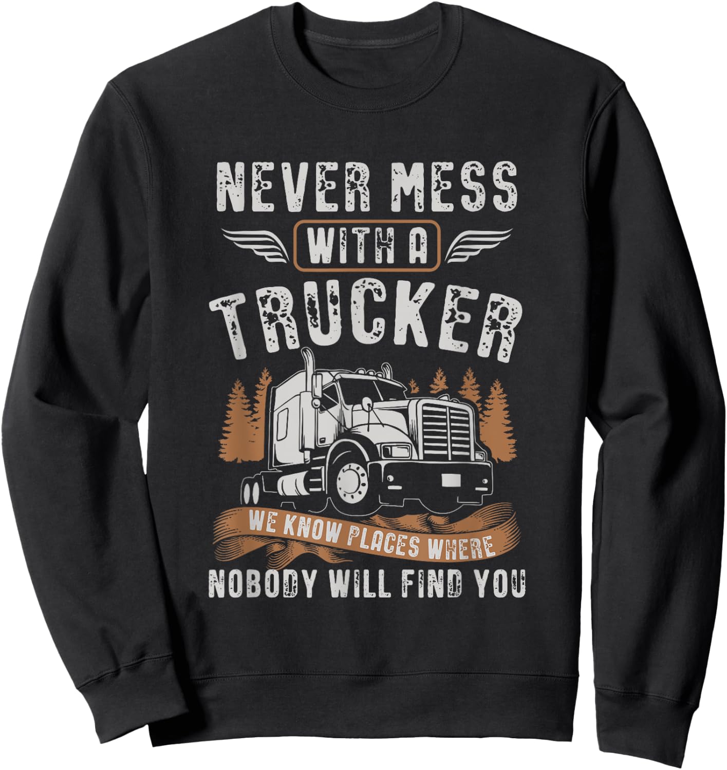 Vintage Trucker Shirt Truck Driving Gift Truck Lover Sweatshirt - Sweatshirt | Black