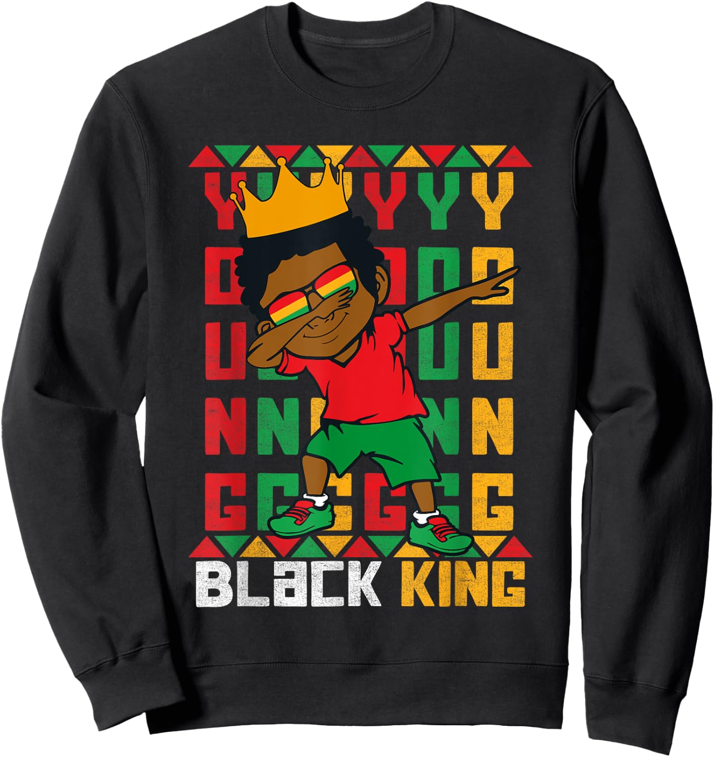 Young Black King Dab Kid African American Boy Juneteenth Sweatshirt - Sweatshirt | Black