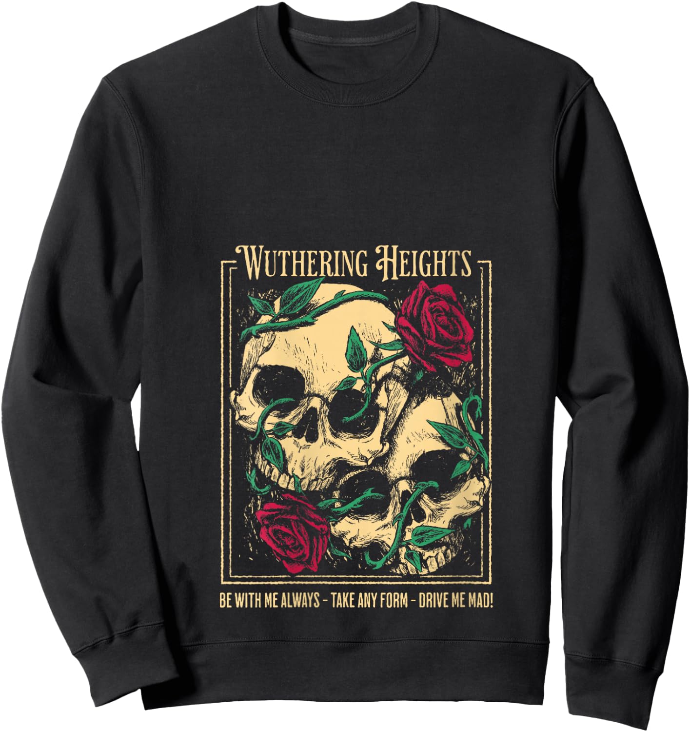 Women's Wuthering Heights Gothic Book Lover Classic Literature V-Neck Sweatshirt - Sweatshirt | Black
