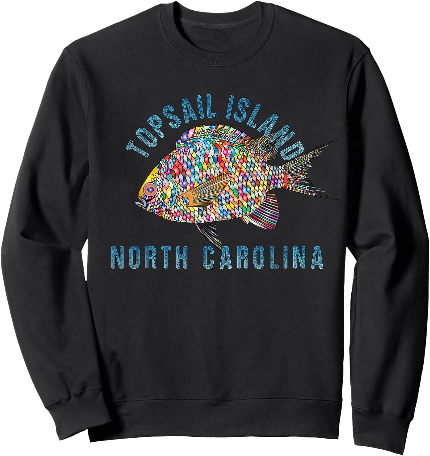 Topsail Island, NC Beach Design / Souvenir Illustration Men Women Girls Kids Sweatshirt - Sweatshirt | Black
