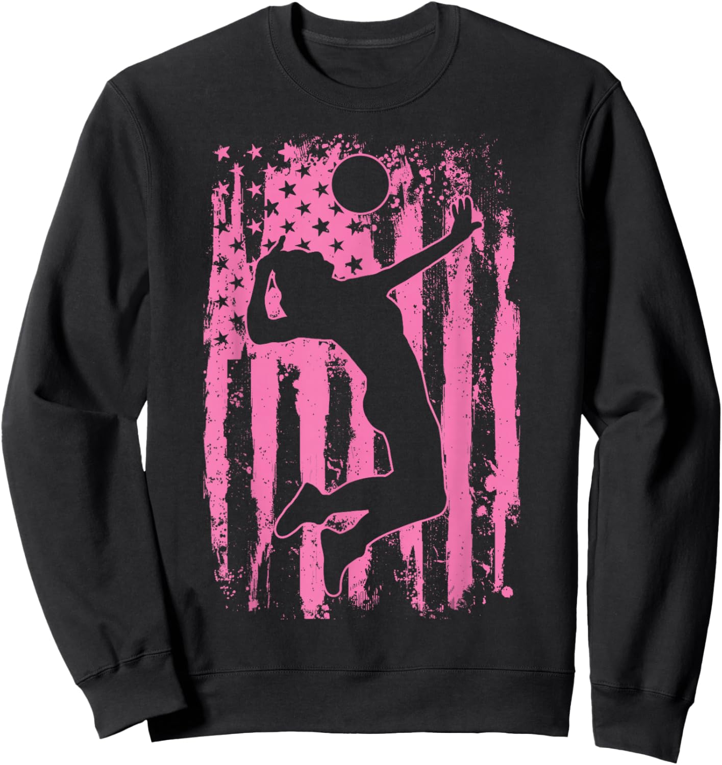 Volleyball Girl USA Flag Volleyball Player Sweatshirt - Sweatshirt | Black