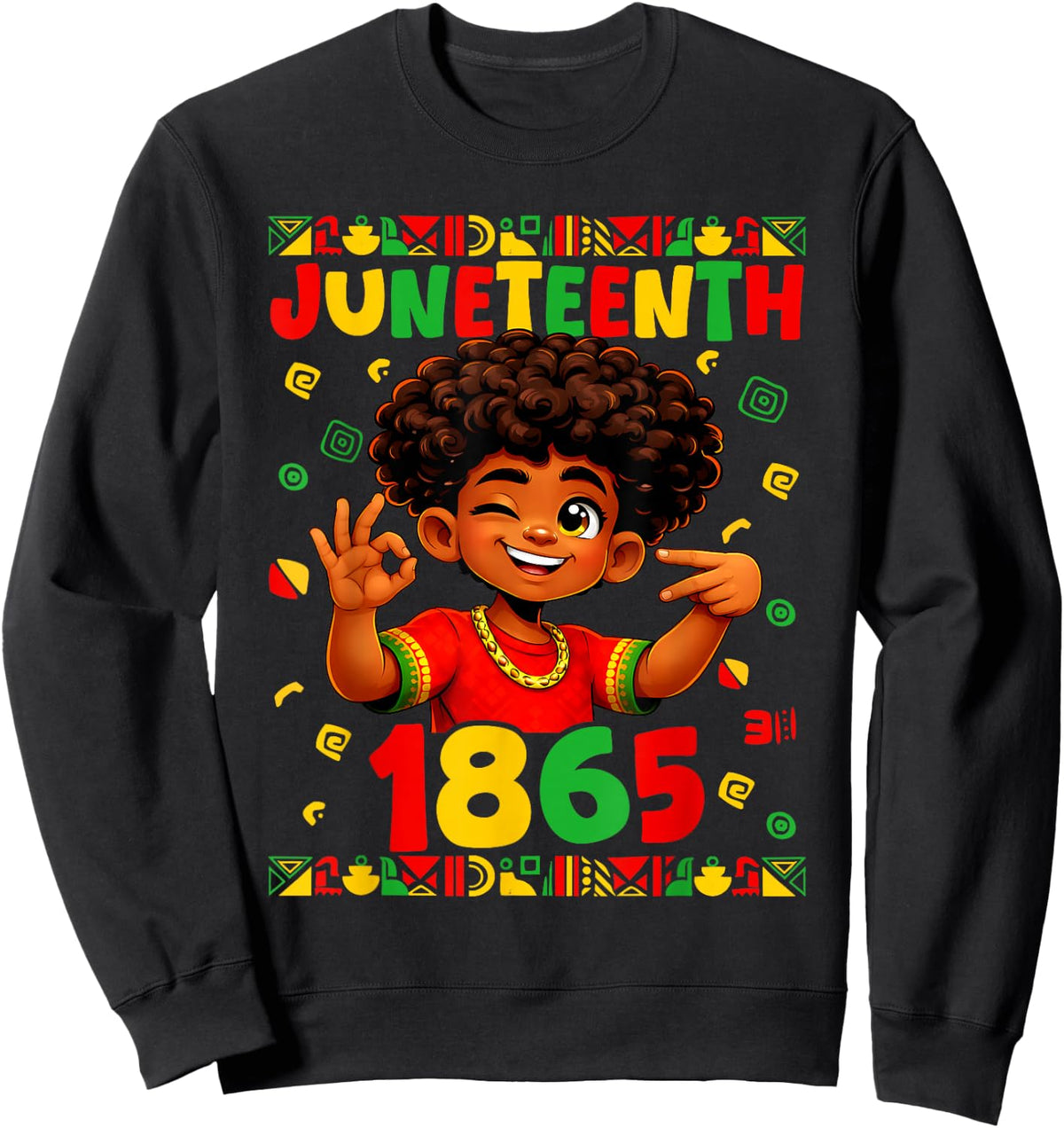 Juneteenth Celebrating 1865 Melanin Brown Skin Boys Kid Teen Sweatshirt - Sweatshirt | Black