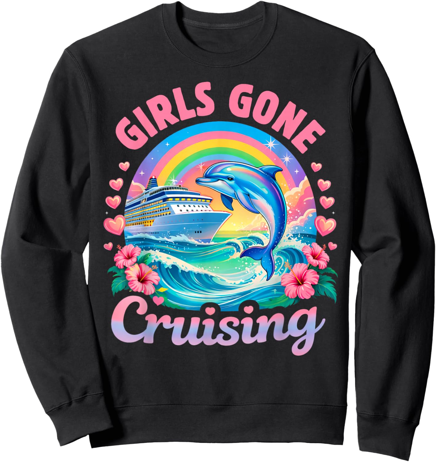 Girls Gone Cruising Women Cruise Vacation Bestie Trip Sweatshirt - Sweatshirt | Black