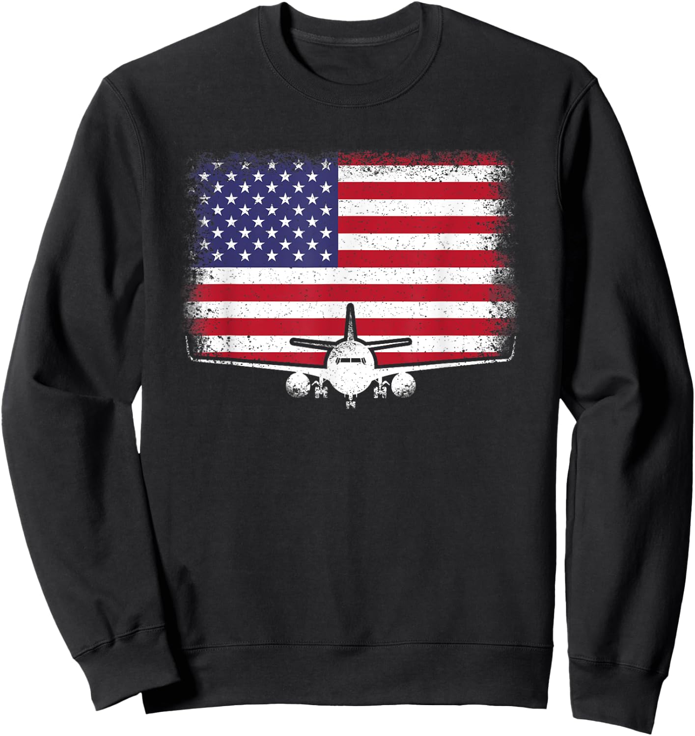 Funny Pilot Clothes Black Airplane American Flag Plane Pilot Flying Aviator Aviation Sweatshirt - Sweatshirt | Black