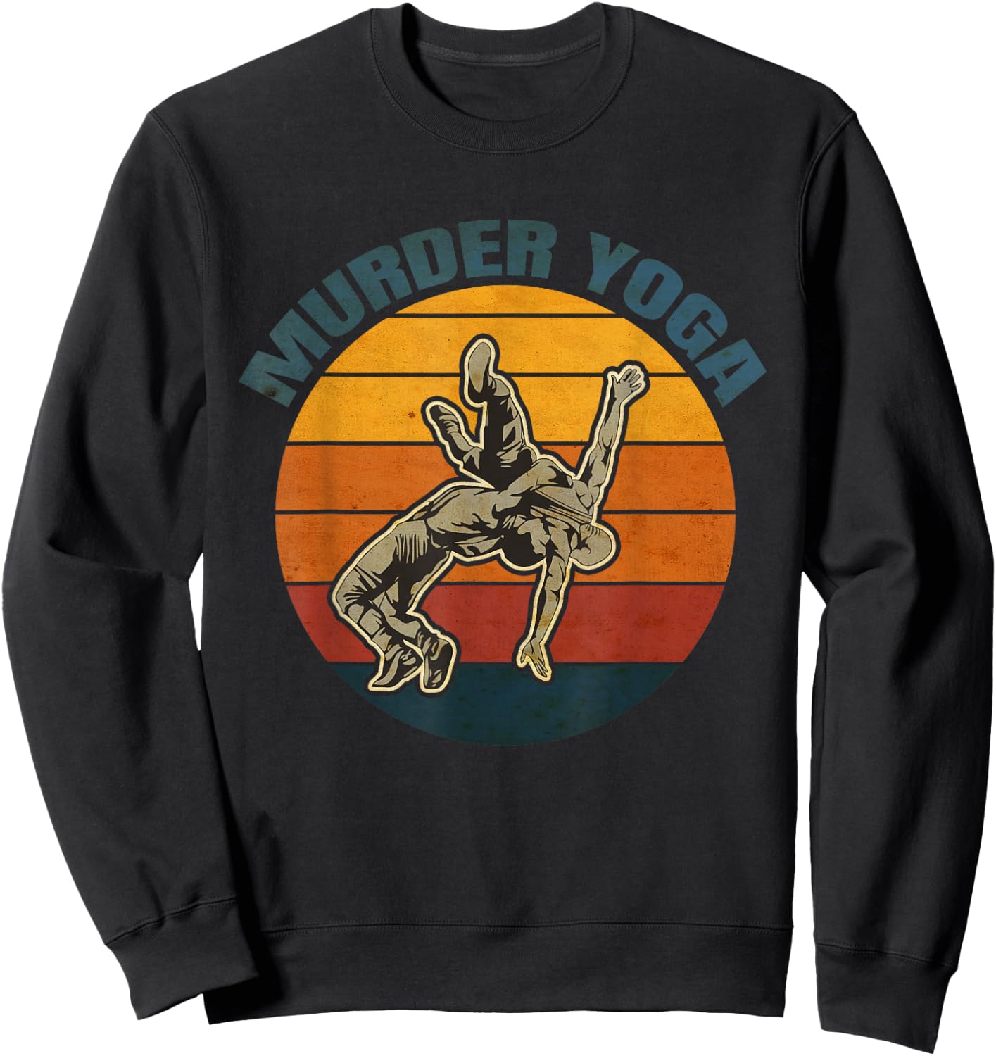 Vintage Wrestling Murder Yoga Whistler Humor Sweatshirt - Sweatshirt | Black
