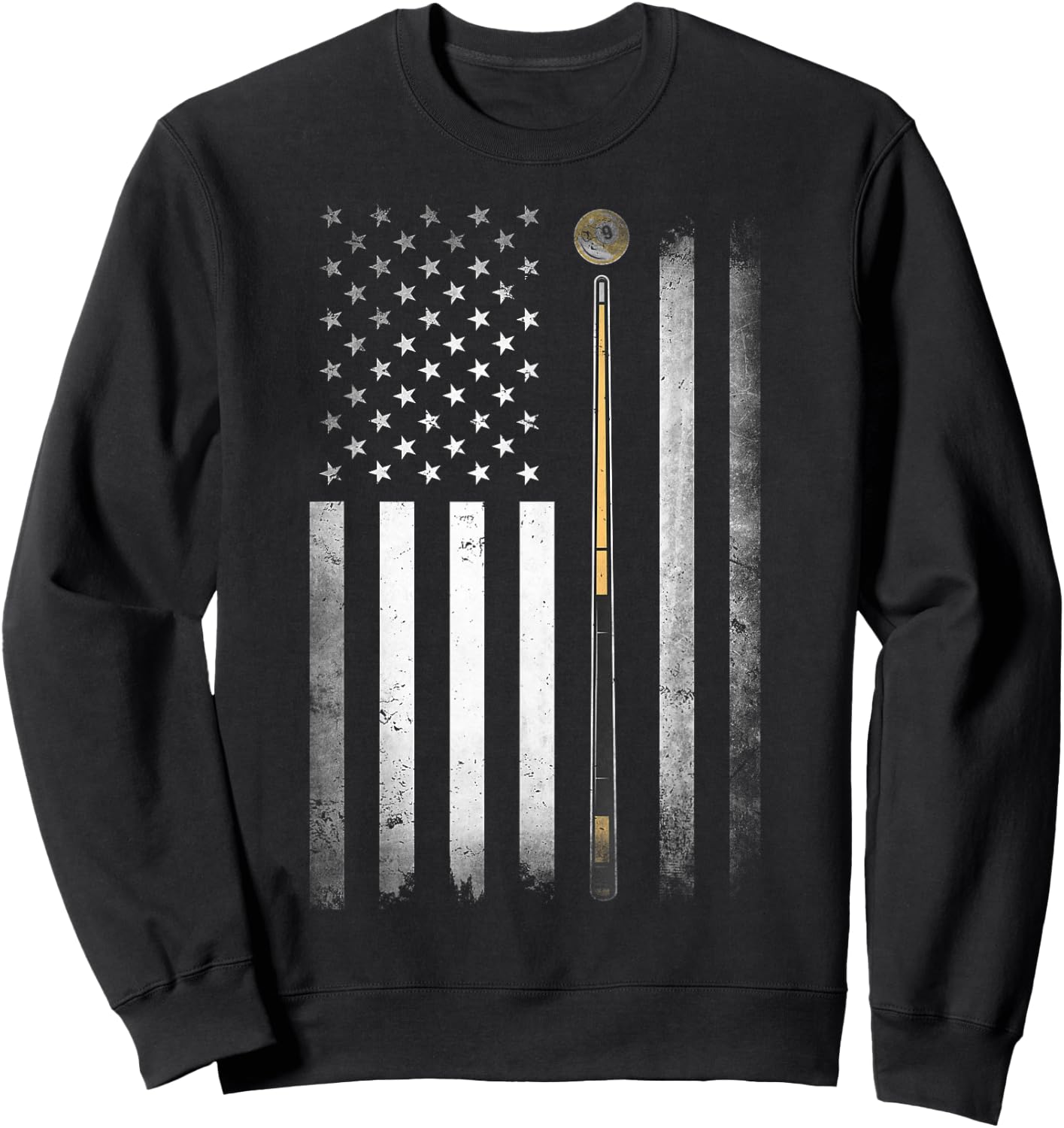 Billiards Pool Player Table USA US American Flag Sweatshirt - Sweatshirt | Black