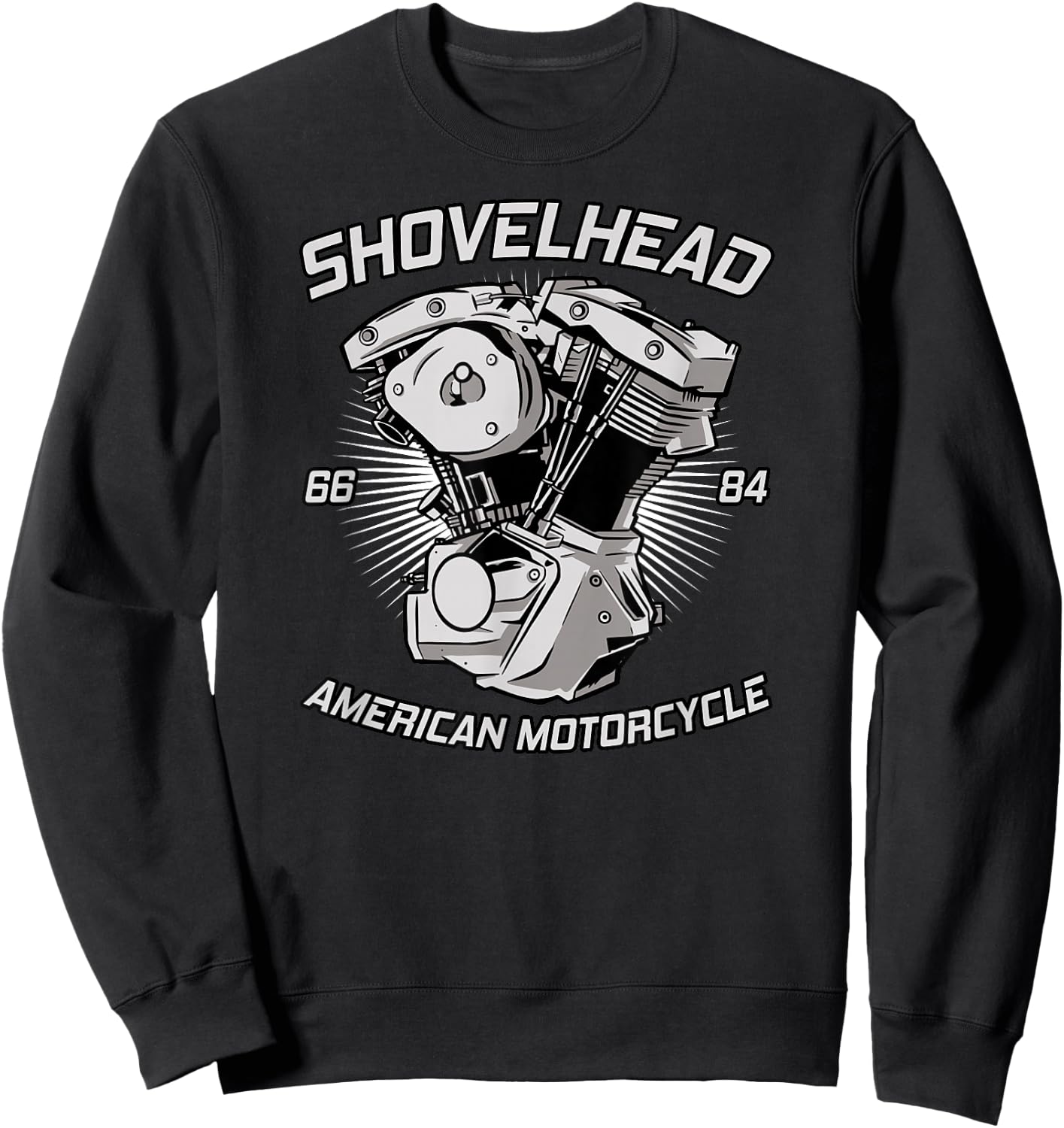 Vintage HD Motorcycle VTwin ShovelHead Engine Drawing Biker Sweatshirt - Sweatshirt | Black