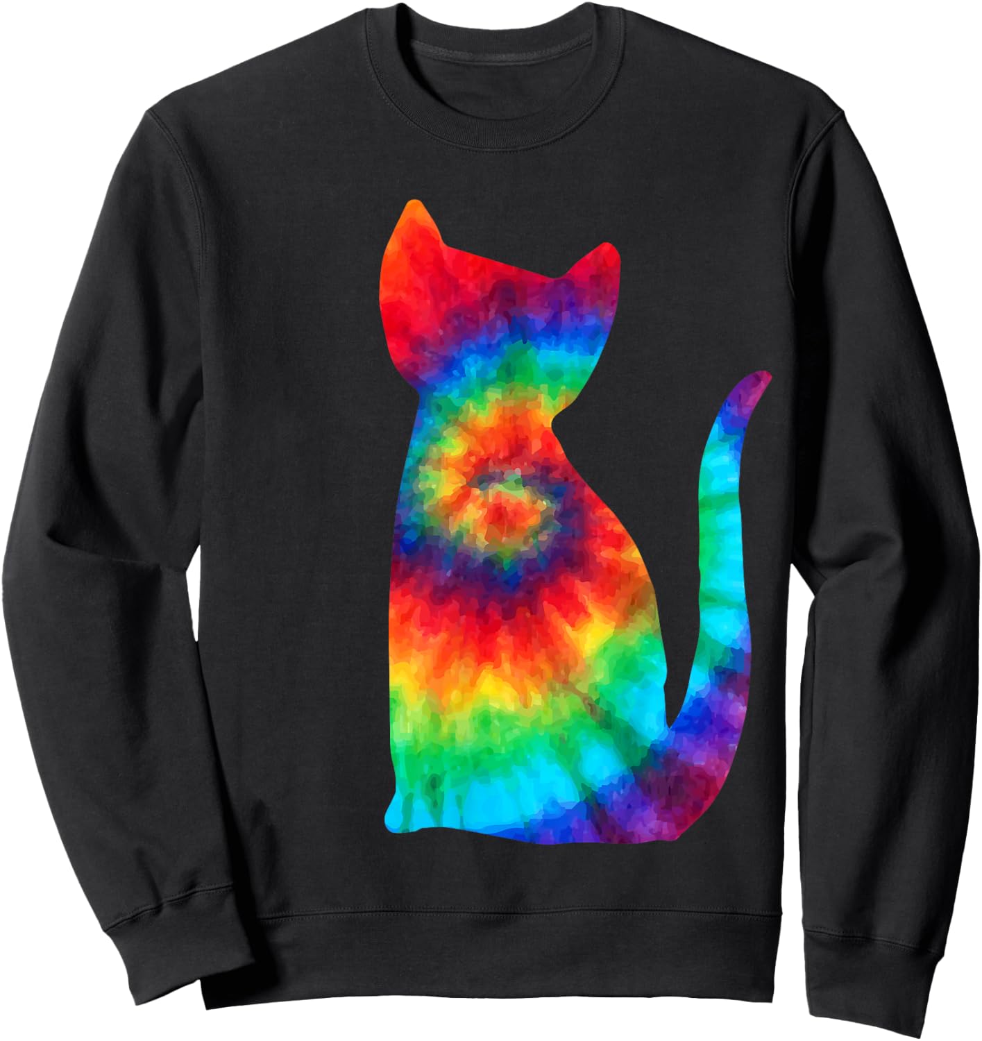 Tie Dye Cat Shirt | Colorful Tye Dye Kitten Sweatshirt - Sweatshirt | Black
