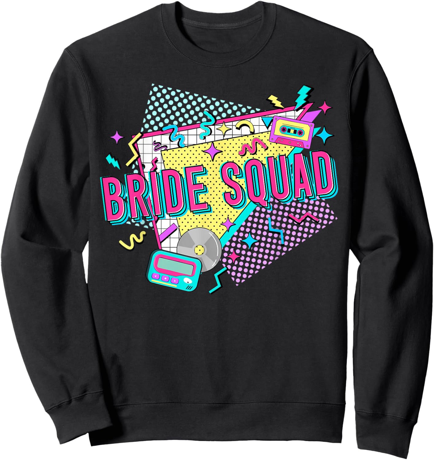 Retro Bride Crew of the 90s Bachelorette 90s Bride Squad Sweatshirt - Sweatshirt | Black