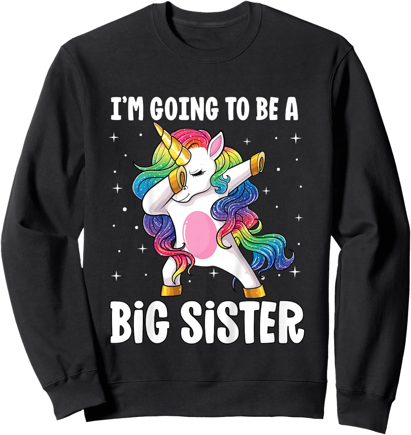 I'm Going to Be a Big Sister Girls Older Sister Dab Unicorn Sweatshirt - Sweatshirt | Black