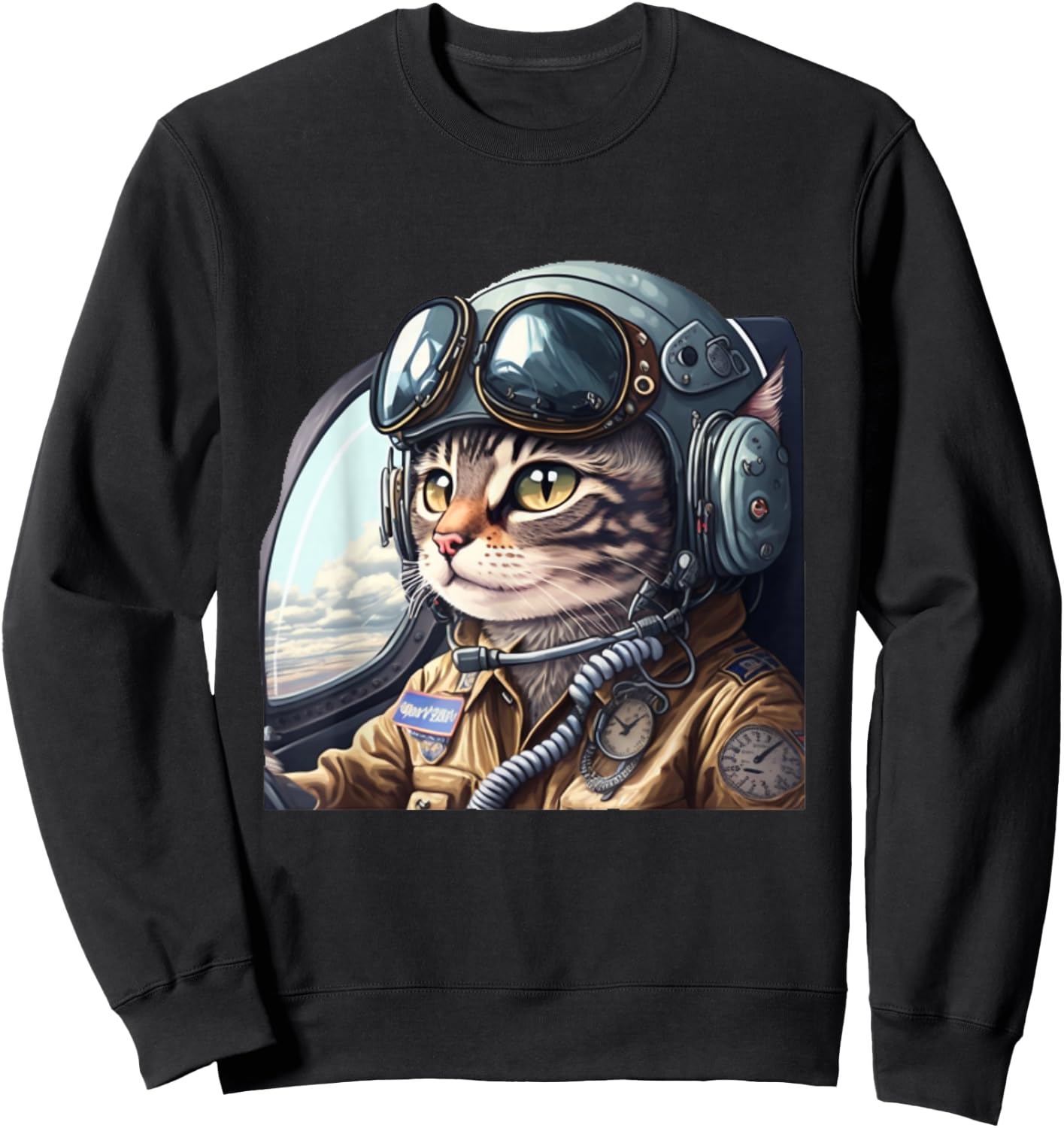 Cat Pilot Sweatshirt - Sweatshirt | Black