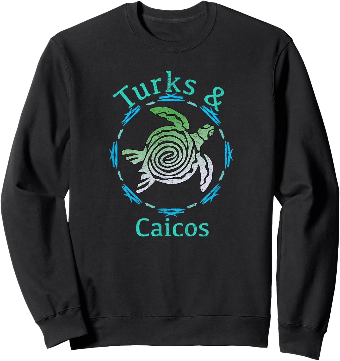 Turks & Caicos Vintage Tribal Turtle Gift Sweatshirt - Sweatshirt | Black