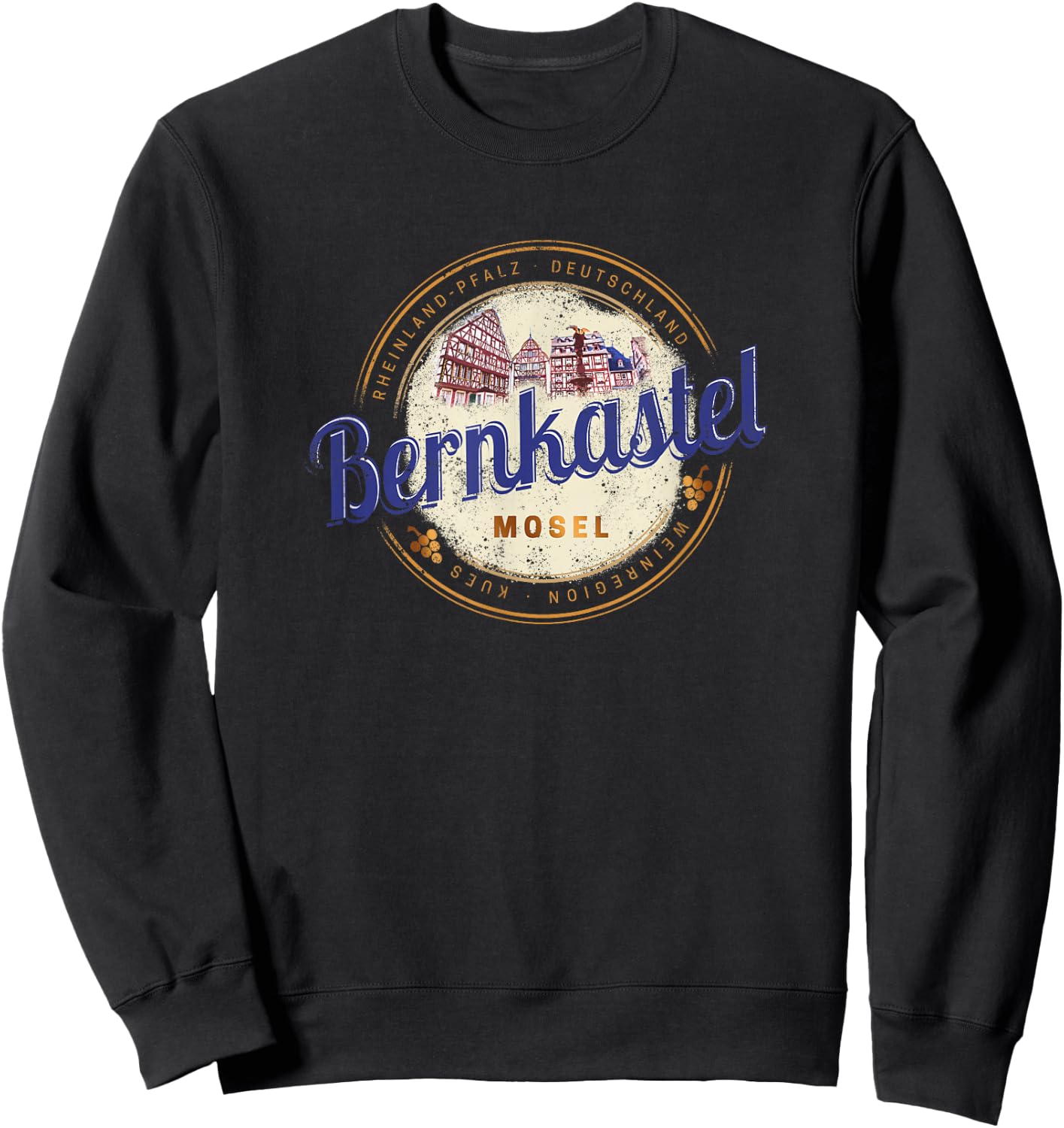 Bernkastel Kues Vintage Moselle Rhineland-Palatinate Germany Sweatshirt - Sweatshirt | Black