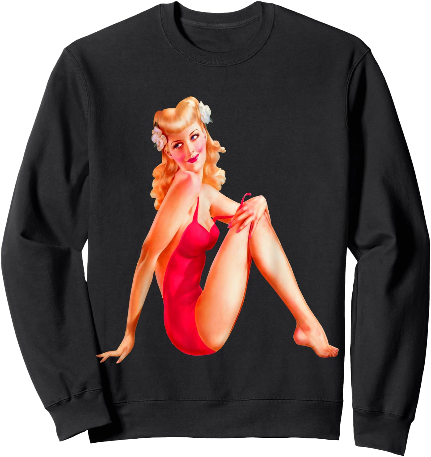 Vintage WW2 Pinup Girl Pop Art Mechanic Shop Calendar Pinups Sweatshirt - Sweatshirt | Black