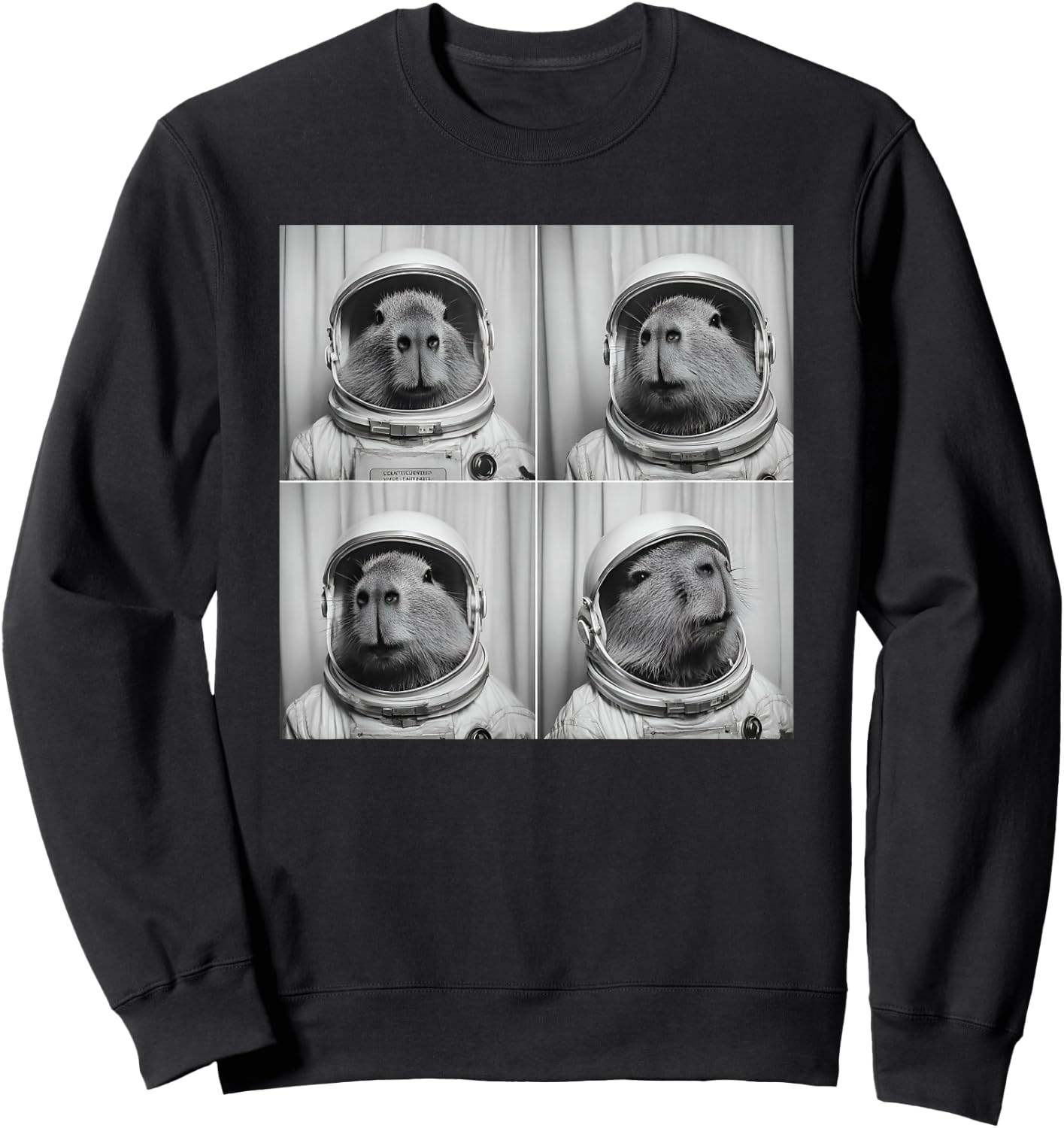 Capy Bara Astronaut Space Themed Capybara Sweatshirt - Sweatshirt | Black