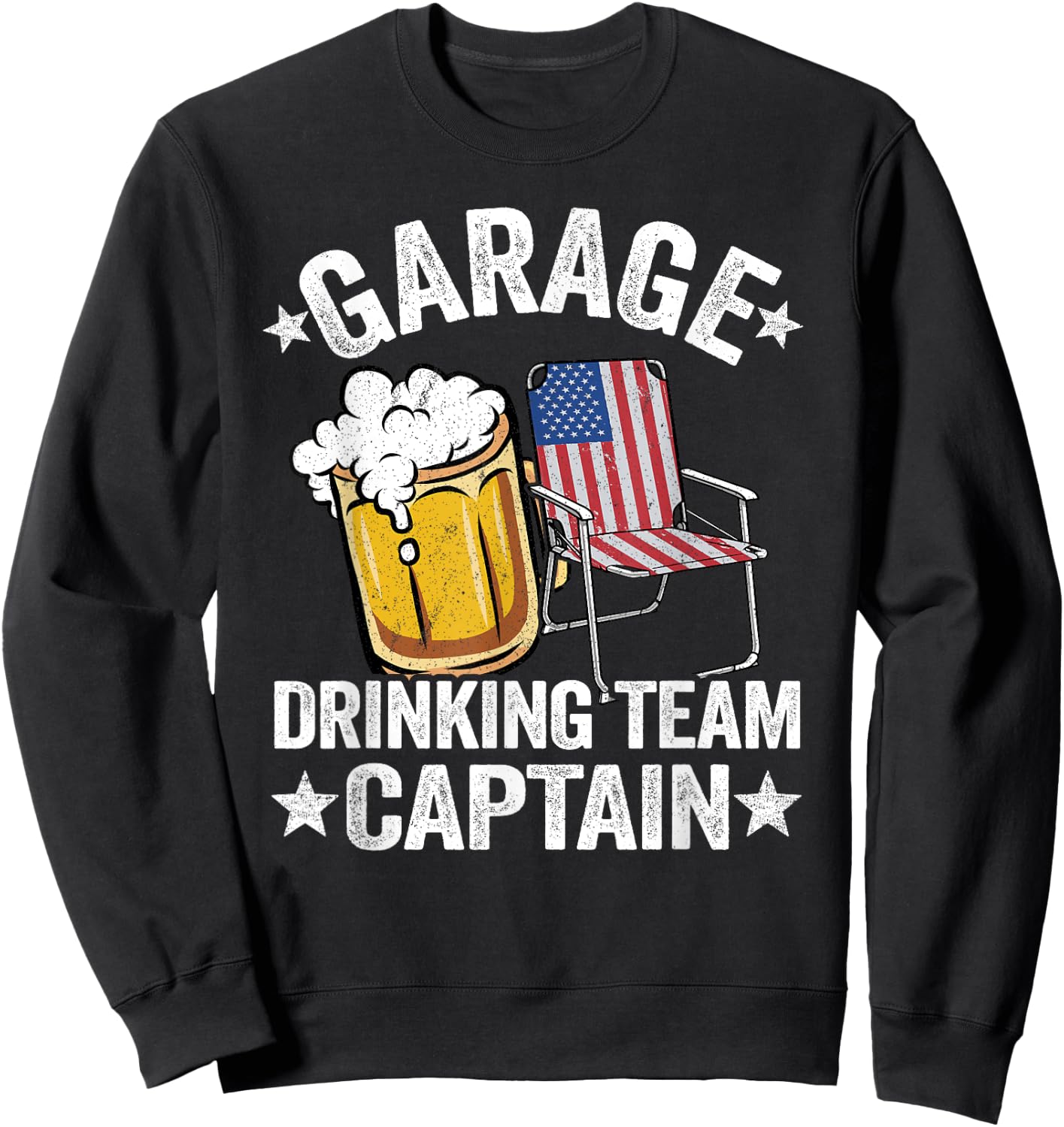 4th Of July Beer American Flag Garage Drinking Team Captain Men Sweatshirt - Sweatshirt | Black