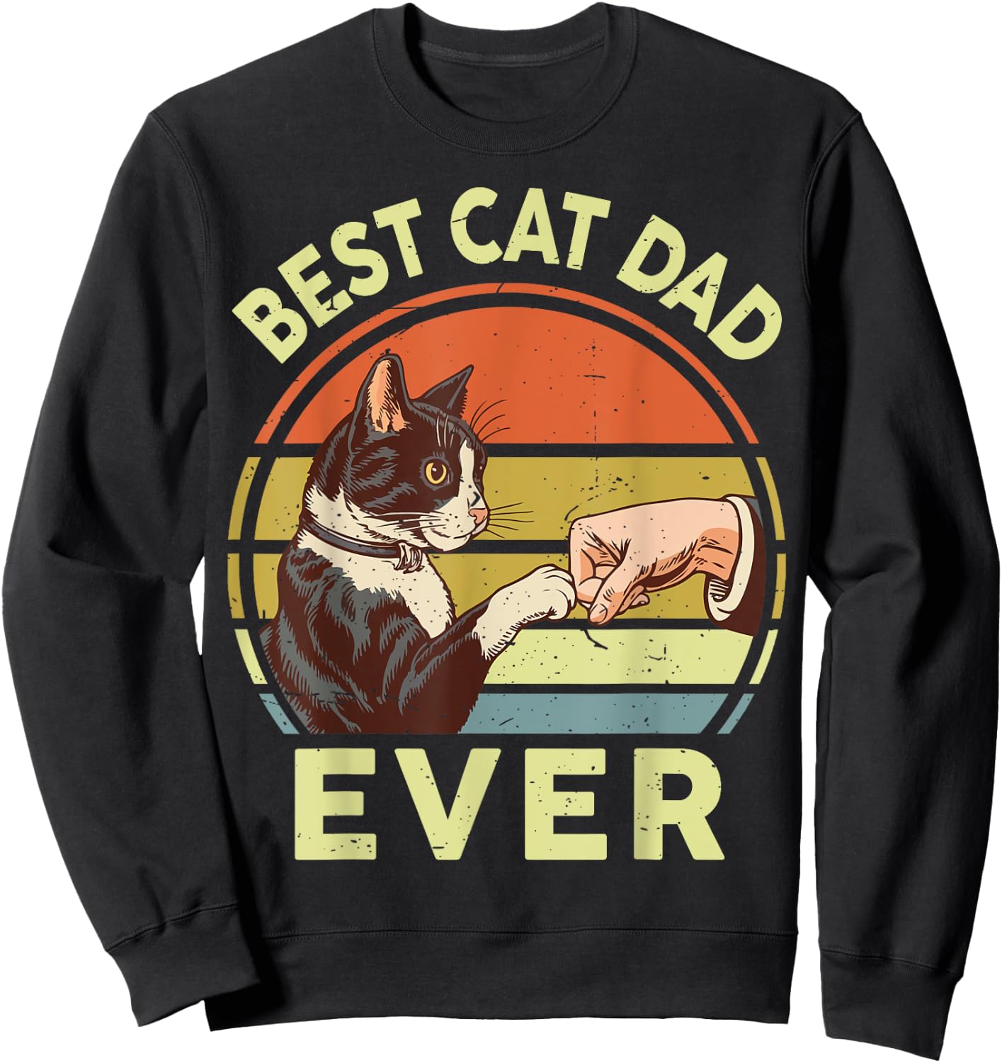 Best Cat Dad Ever Tuxedo Daddy Father Day Gift from Wife Women Kids Sweatshirt - Sweatshirt | Black
