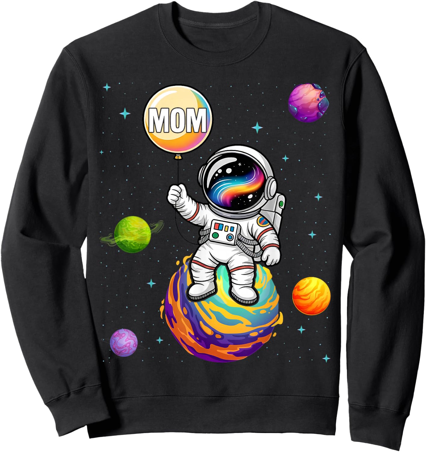 Mom of The Boy Space Astronaut 1st Birthday Family Sweatshirt - Sweatshirt | Black
