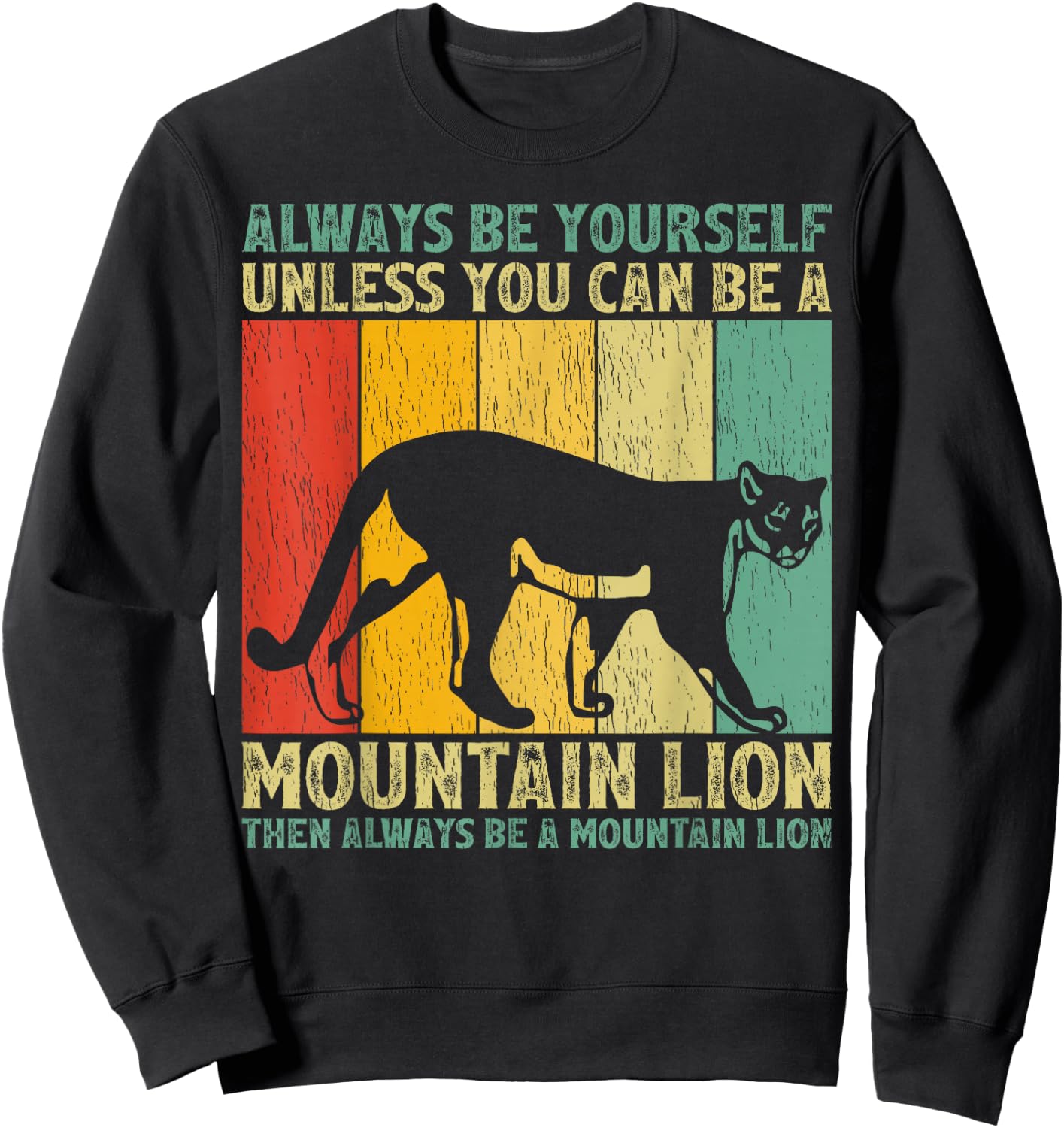 Mountain Lion Animal Lover Vintage Retro Mountain Lion Sweatshirt - Sweatshirt | Black