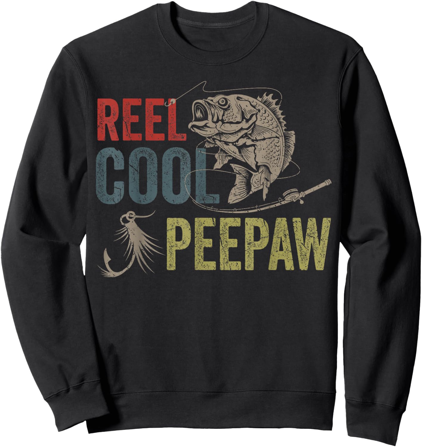 Reel Cool Peepaw Fishing Fathers Day Sweatshirt - Sweatshirt | Black