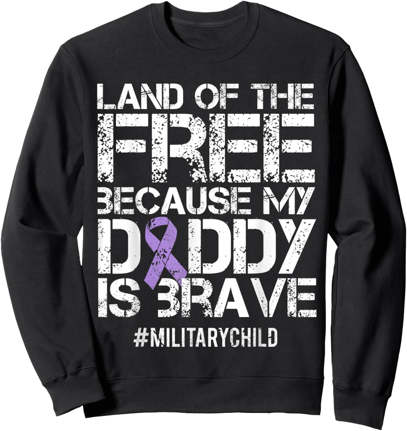 Military Child Month Boys Purple Up Brat Kids Sweatshirt - Sweatshirt | Black