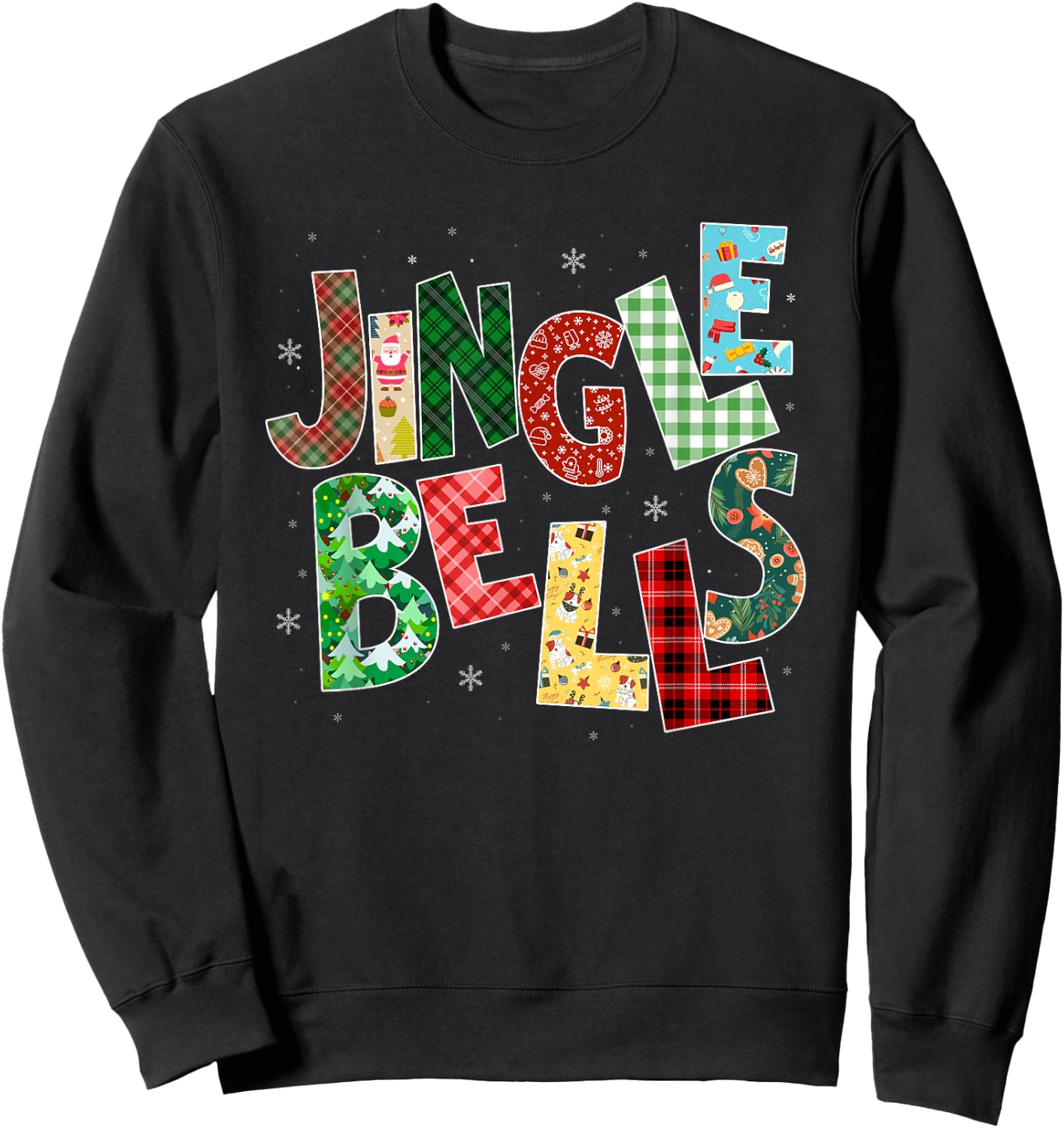 Red Plaid Jingle Bells Christmas Matching Family Pajama Sweatshirt - Sweatshirt | Black