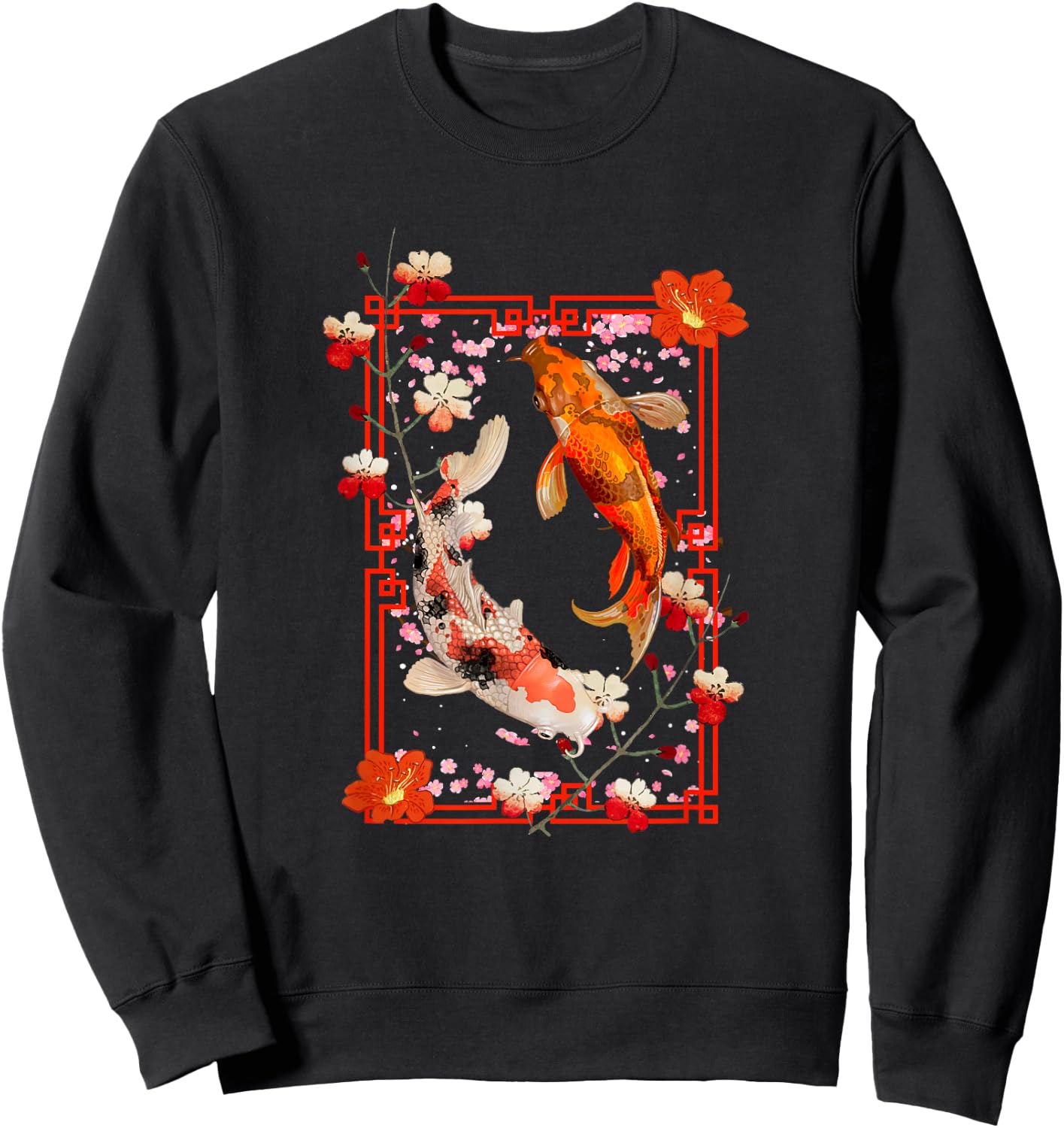 Koi Fish Coi Carp Nishikigoi Fish Japanese Cherry Blossom Sweatshirt - Sweatshirt | Black