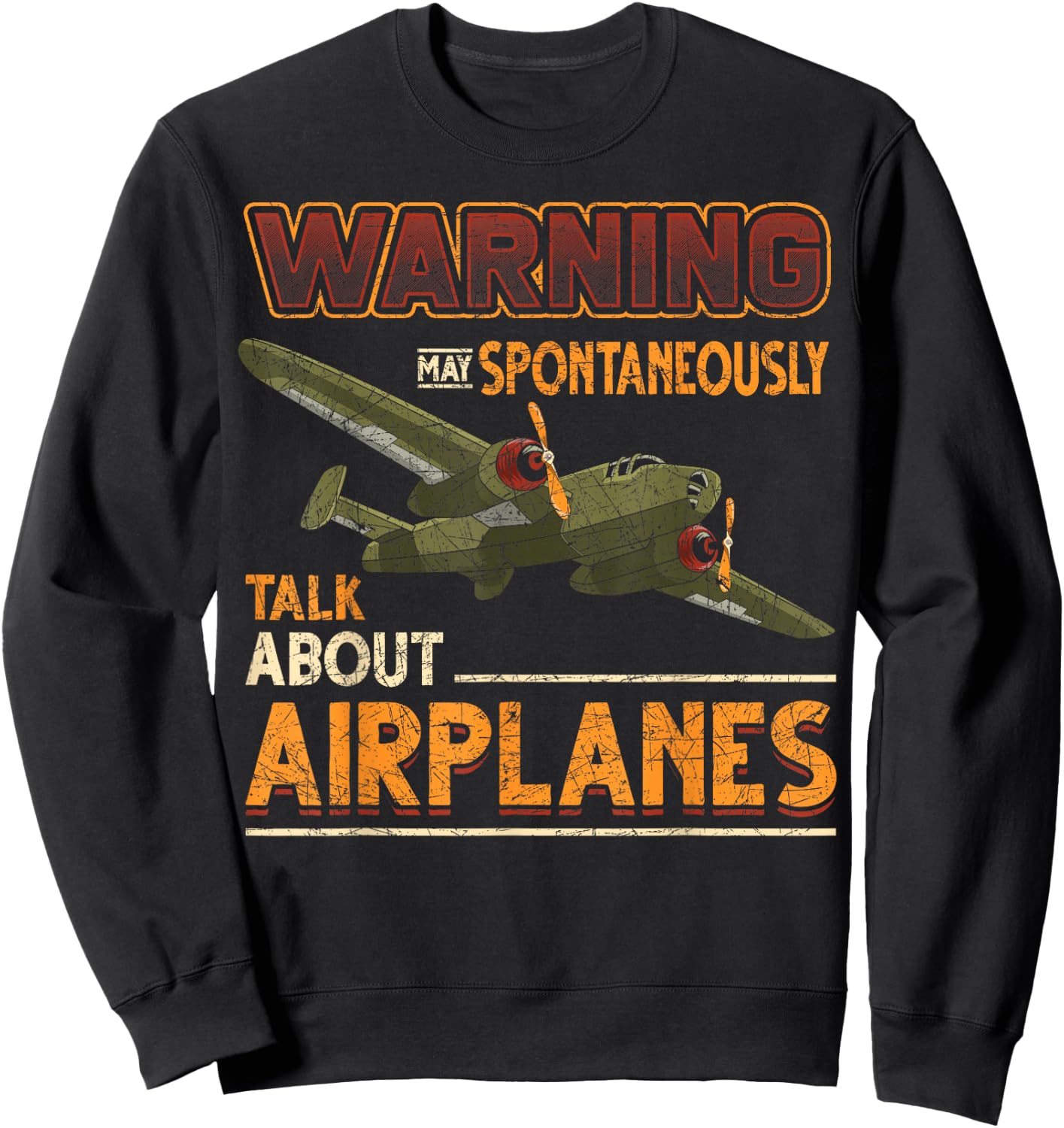 Attention I may speak spontaneously about aircraft pilot Sweatshirt - Sweatshirt | Black