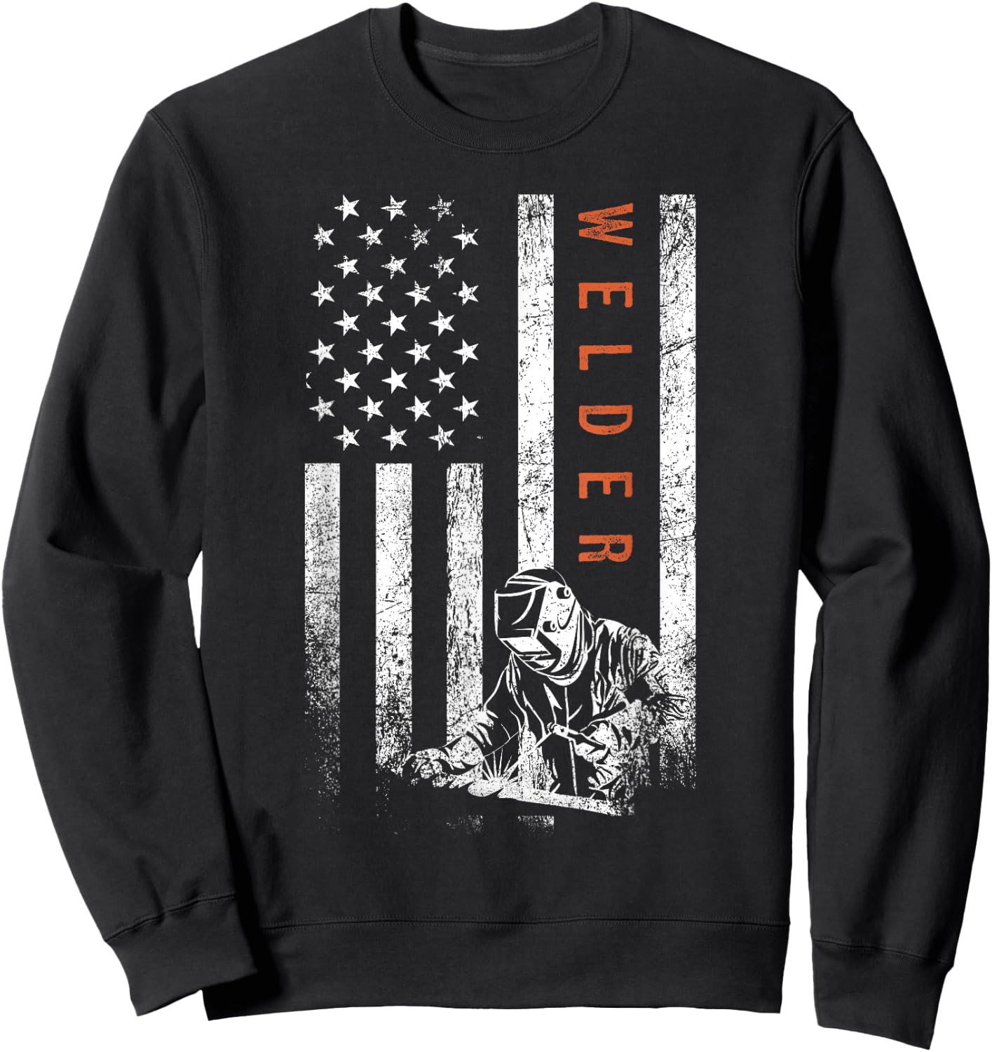 Welder American Flag Design Welding Sweatshirt - Sweatshirt | Black