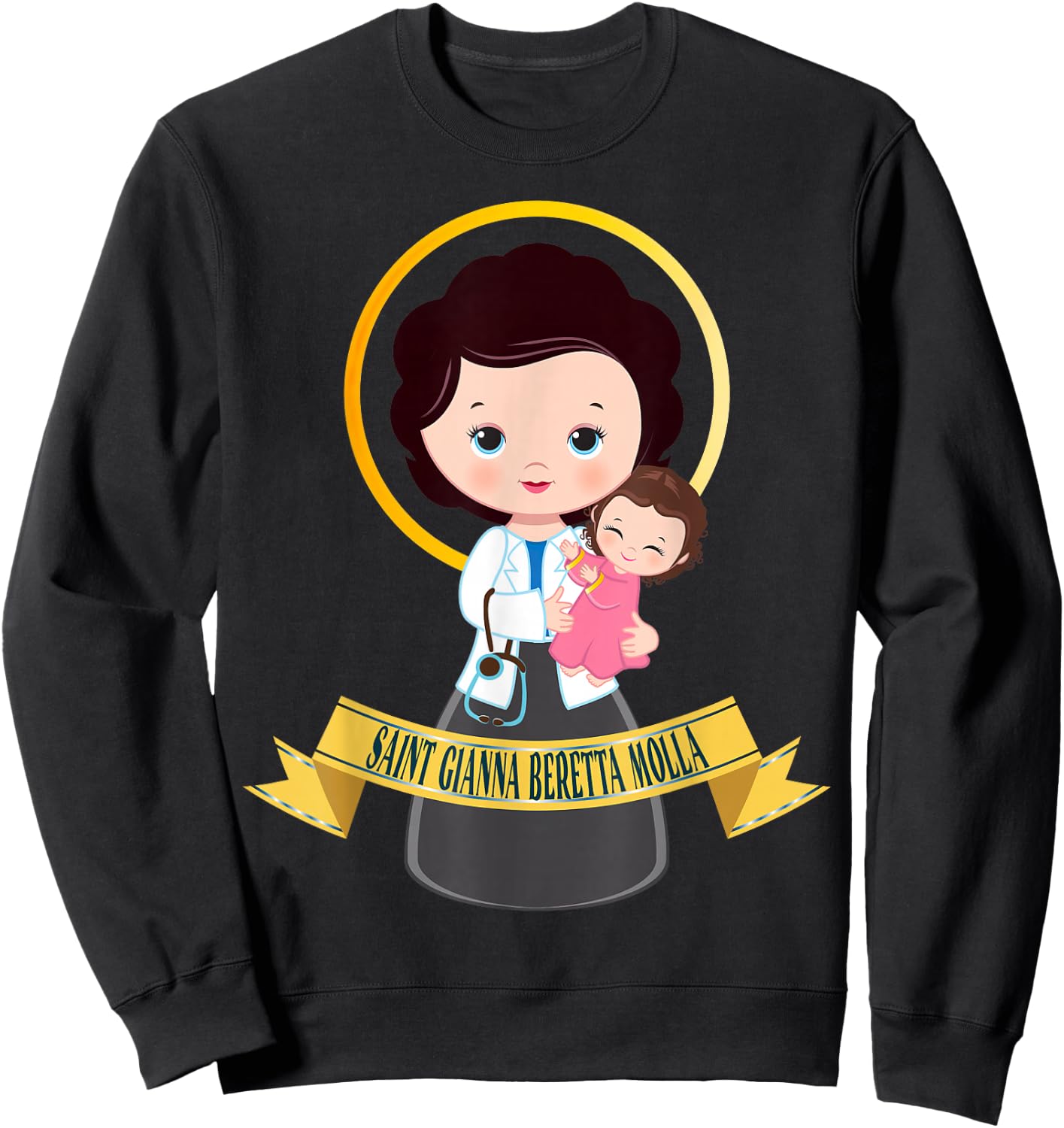 Saint Gianna Beretta Molla Patron Catholic Doctor Saints Sweatshirt - Sweatshirt | Black