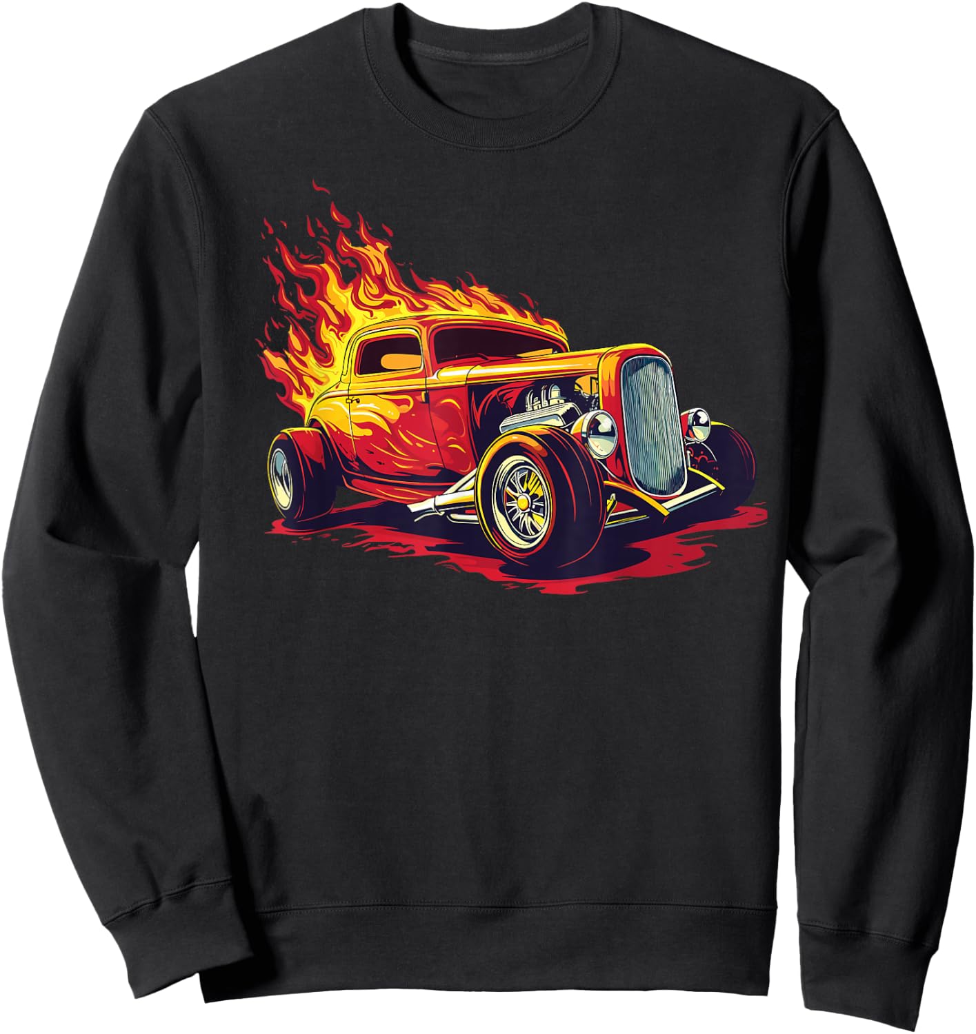 Classic Hotrod Retro Car Illustration Hotrod Sweatshirt - Sweatshirt | Black