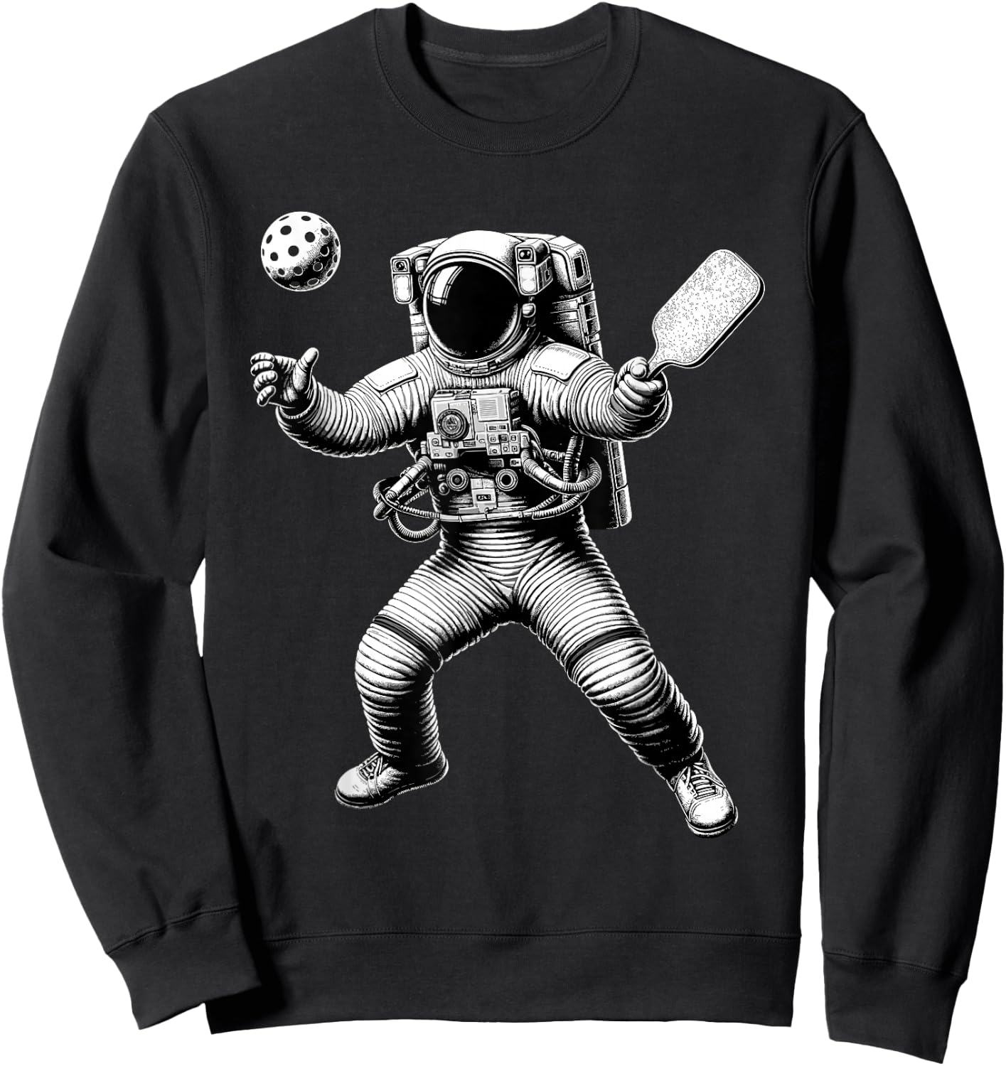 Space Astronaut Playing Pickleball For Pickle Ball Player Sweatshirt - Sweatshirt | Black