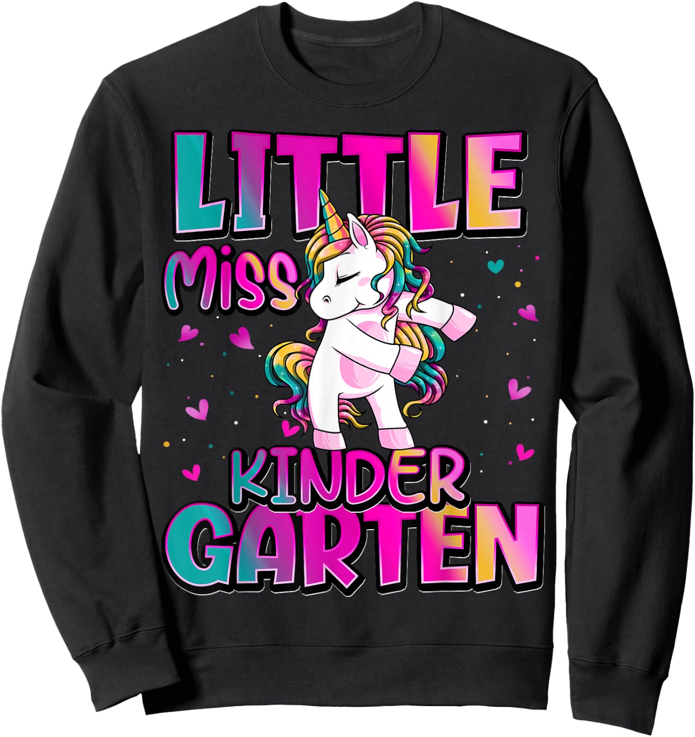 Little Miss Kindergarten Back To School Girls Kindergarten Sweatshirt - Sweatshirt | Black