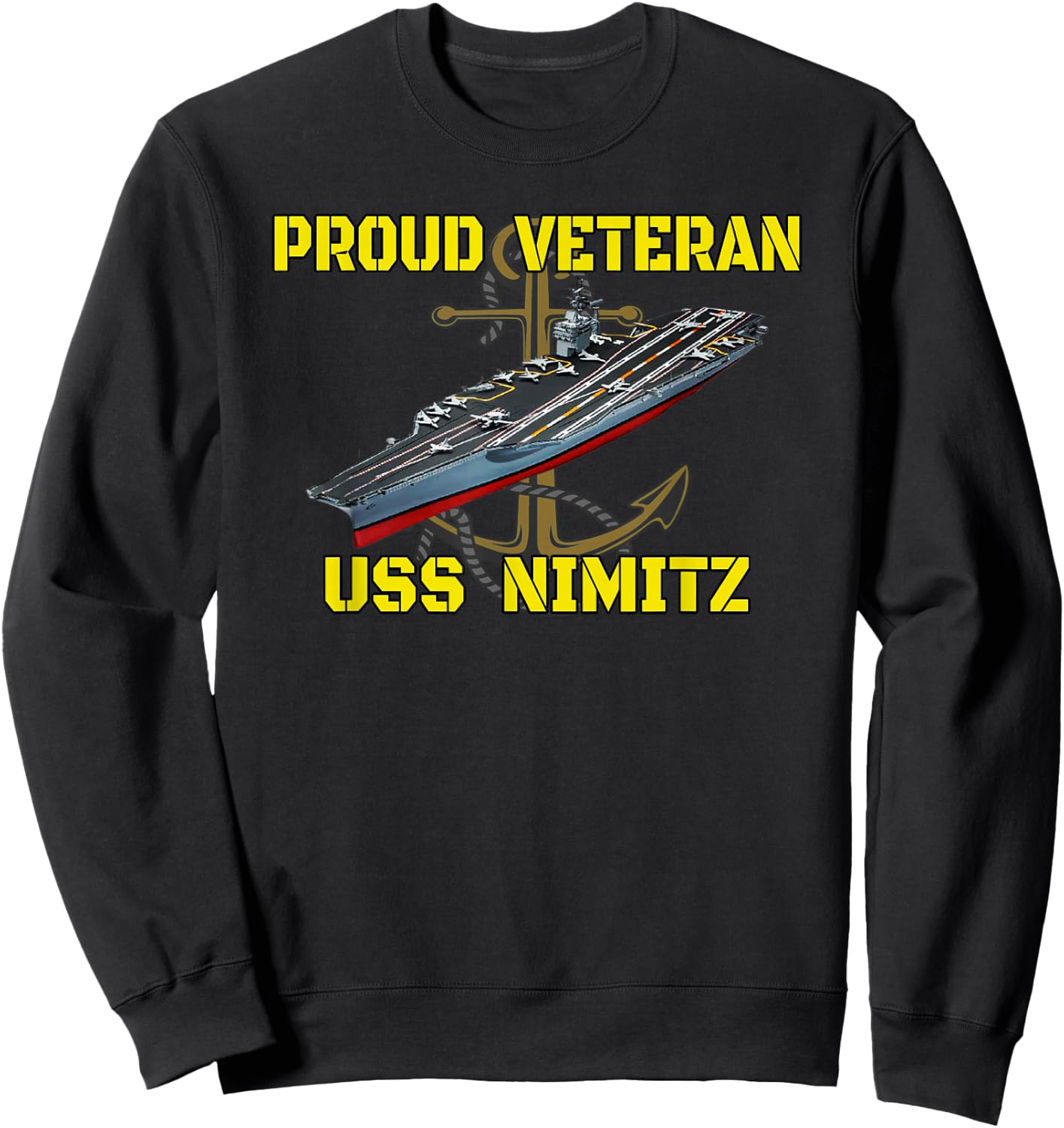Aircraft Carrier USS Nimitz Veterans Day Fathers Day Grandpa Sweatshirt - Sweatshirt | Black