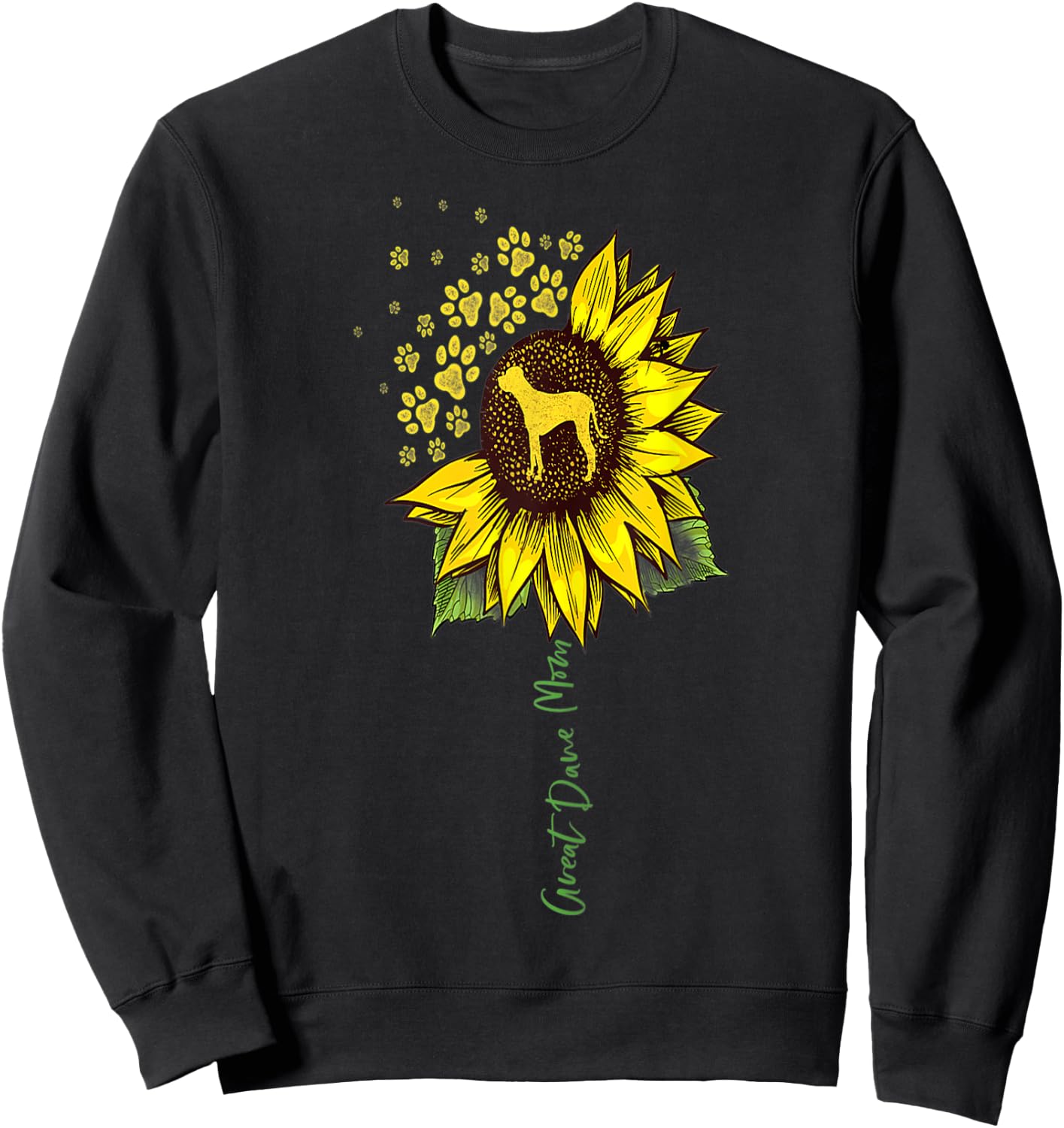 Sunflower Great Dane Lover Gifts Dog Mom Men Women Sweatshirt - Sweatshirt | Black