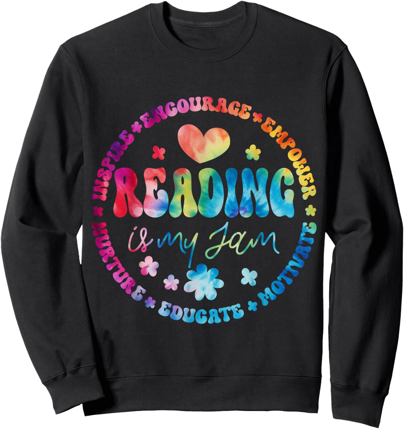 Groovy Reading is my jam Squad Girls Boys Teacher Literacy Sweatshirt - Sweatshirt | Black