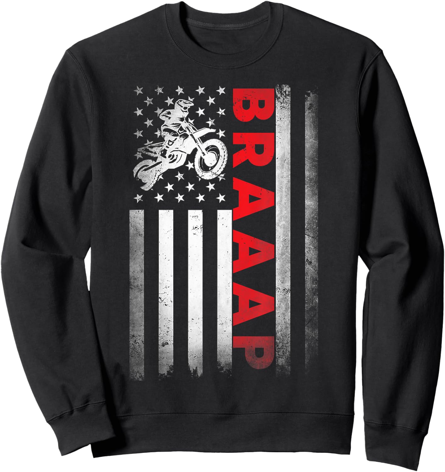 Dirt Bike Racing USA US American Flag Botocross Boys Youth Sweatshirt - Sweatshirt | Black