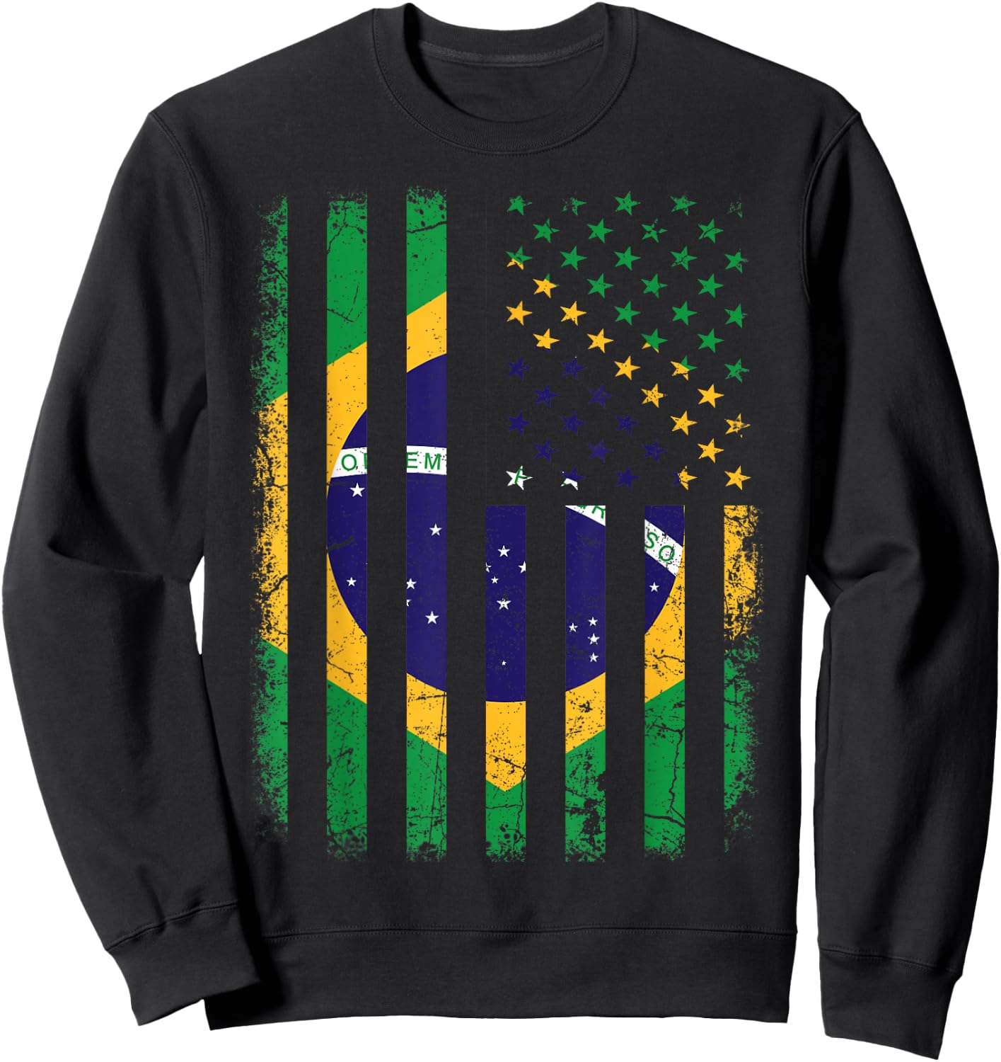 Brazilian American Flag Brazilian Roots Brazil America Sweatshirt - Sweatshirt | Black