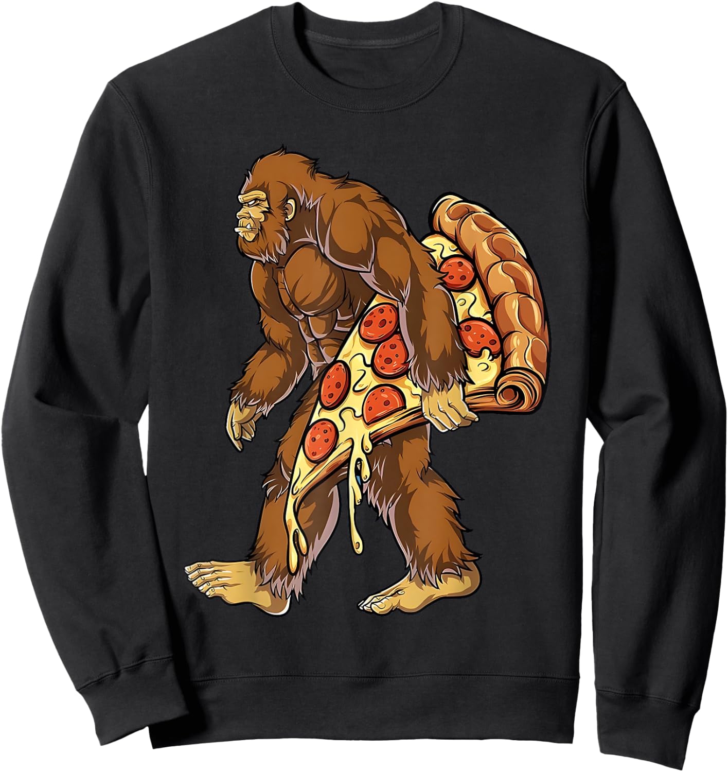 Funny Sasquatch Carry Pizza Sasquatch Animals Pizza Lovers Sweatshirt - Sweatshirt | Black