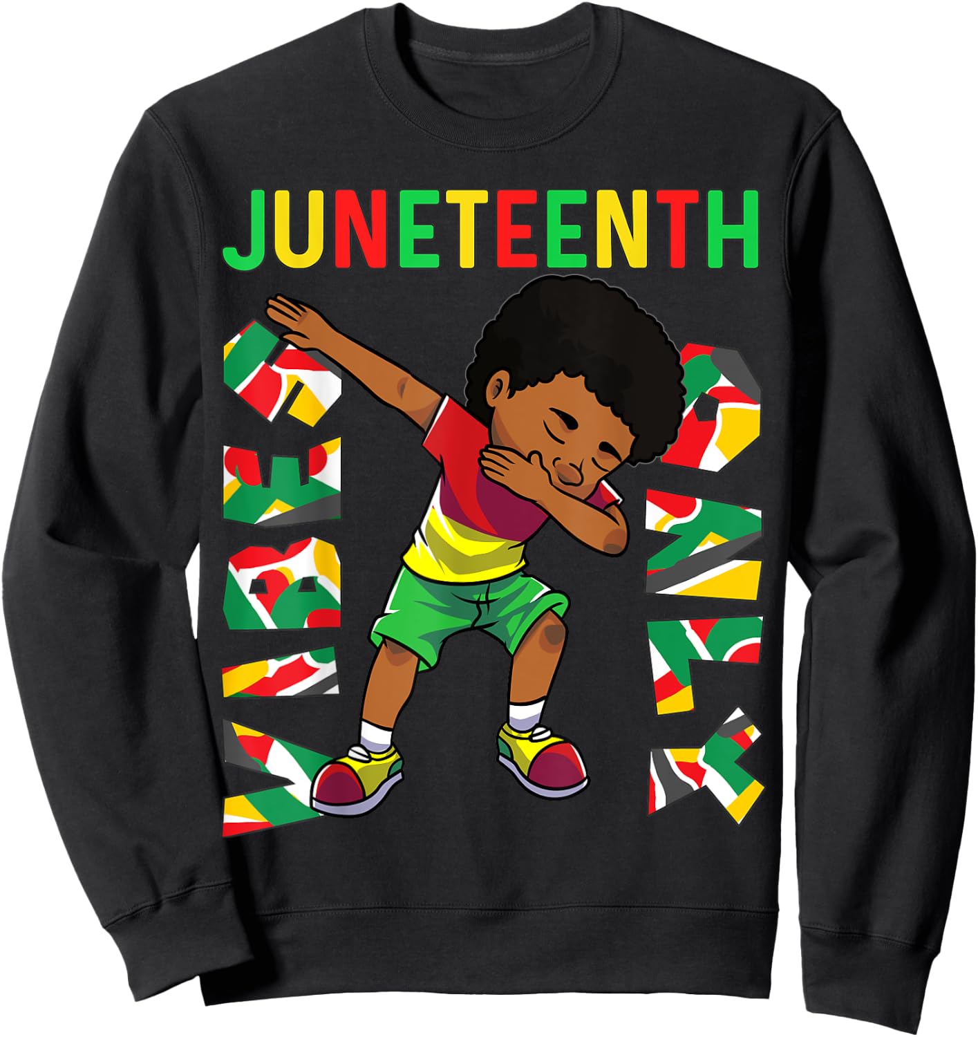 Juneteenth 1865 Dabbing Vibes Only Black African Boys kids Sweatshirt - Sweatshirt | Black