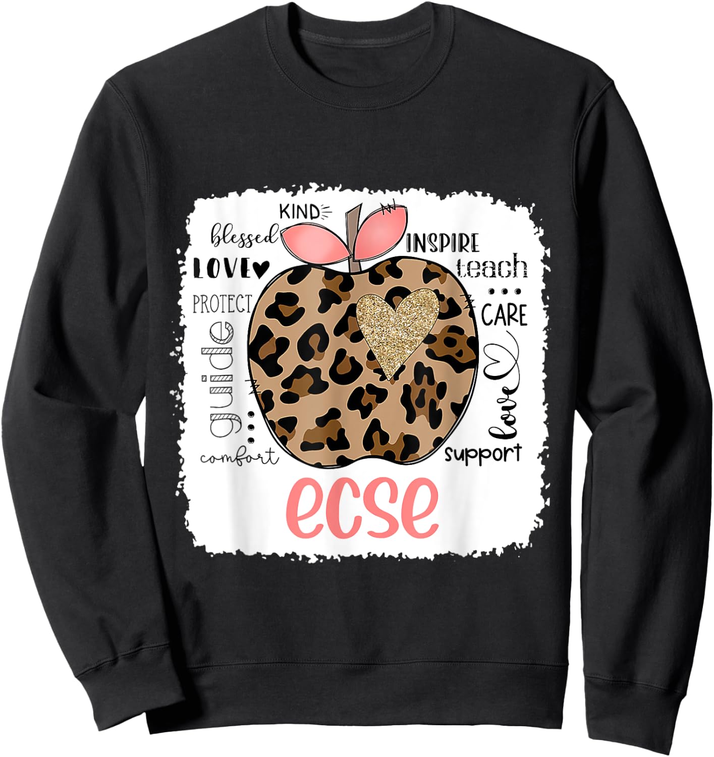 Leopard Teacher 2022 It Last Day Of School ECSE Sweatshirt - Sweatshirt | Black