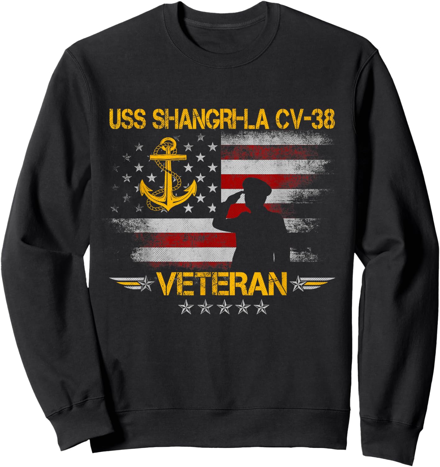 USS Shangri-La (CV-38) Aircraft Carrier Veteran Flag Vintage Sweatshirt - Sweatshirt | Black