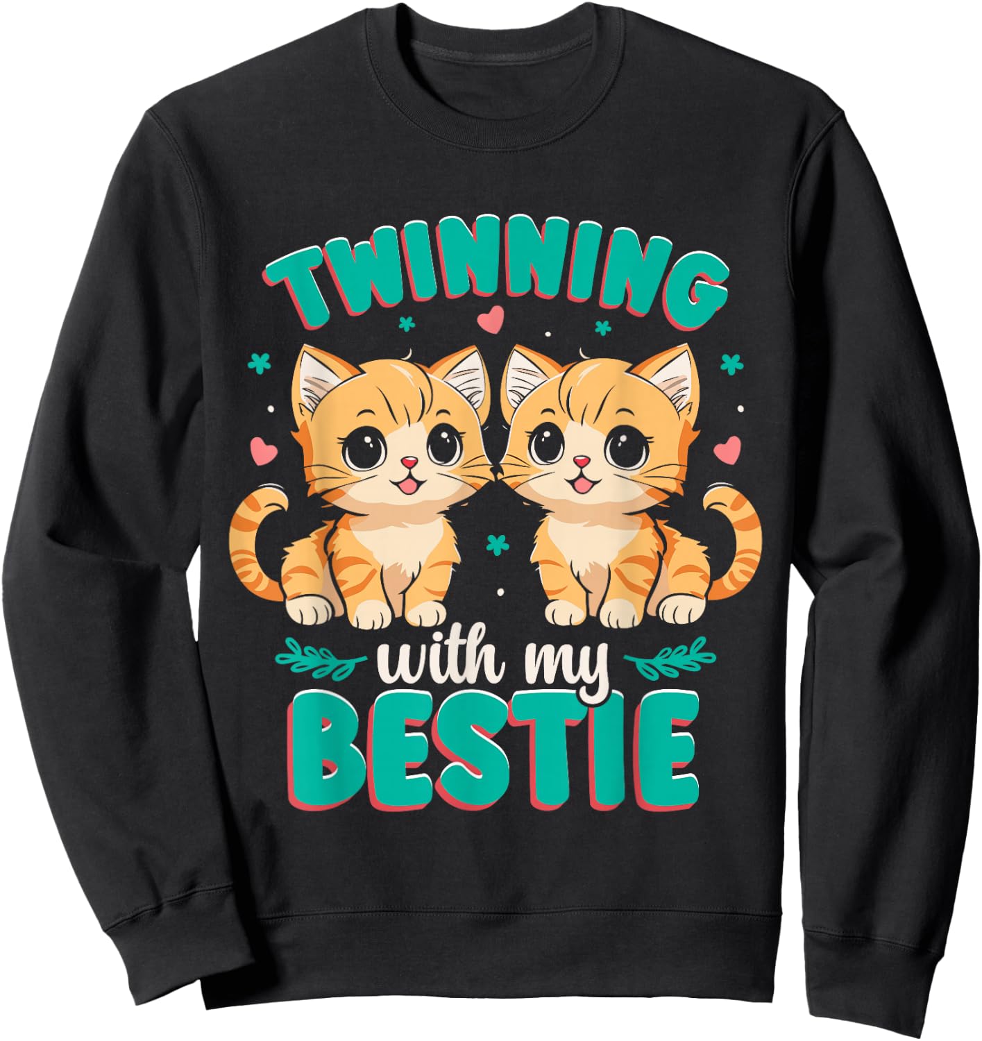 Friendship Twinning Bestie Matching Twin Cat Sweatshirt - Sweatshirt | Black