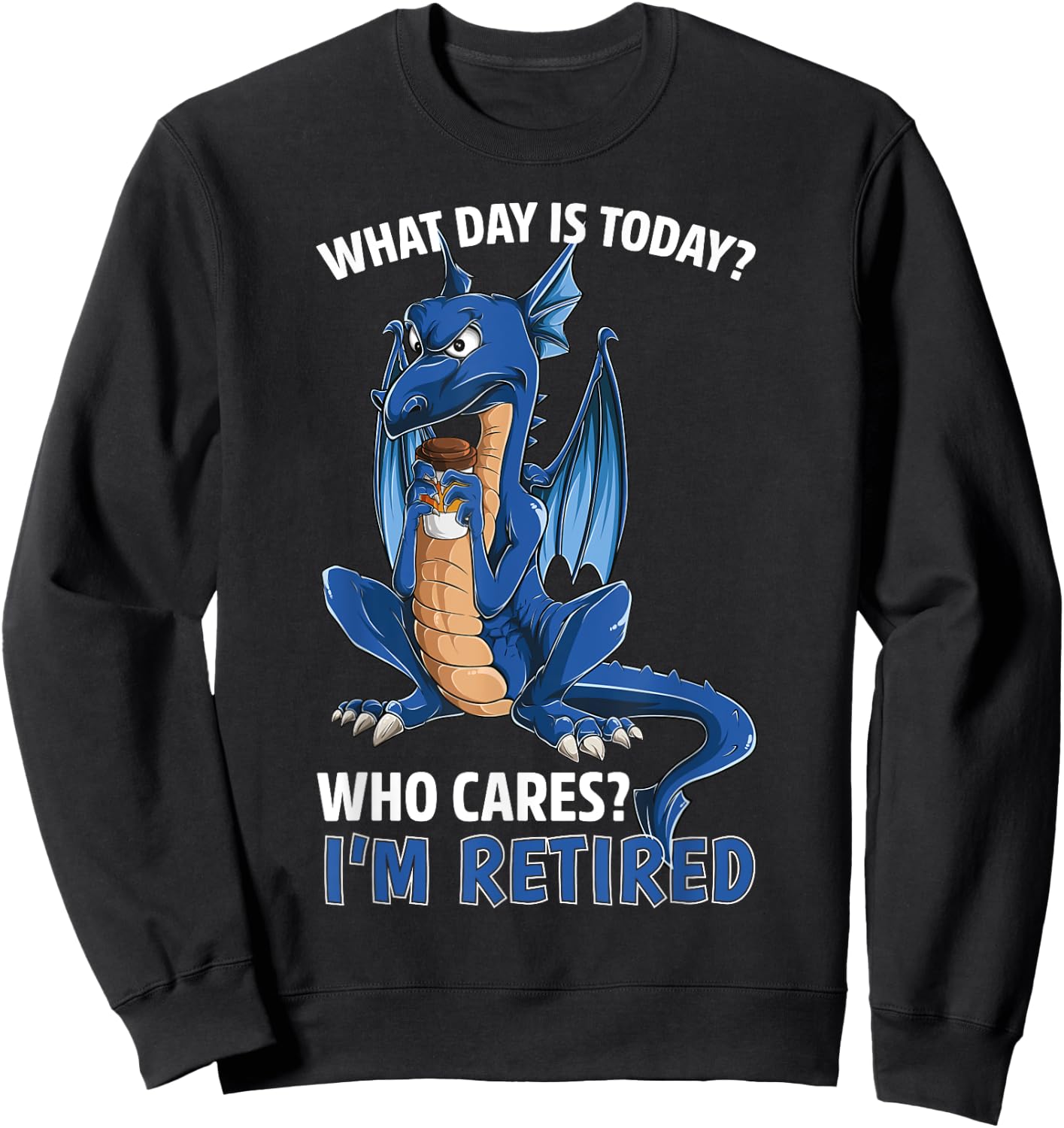 Dragon What Day is Today Who Cares I'm Retired Retirement Sweatshirt - Sweatshirt | Black