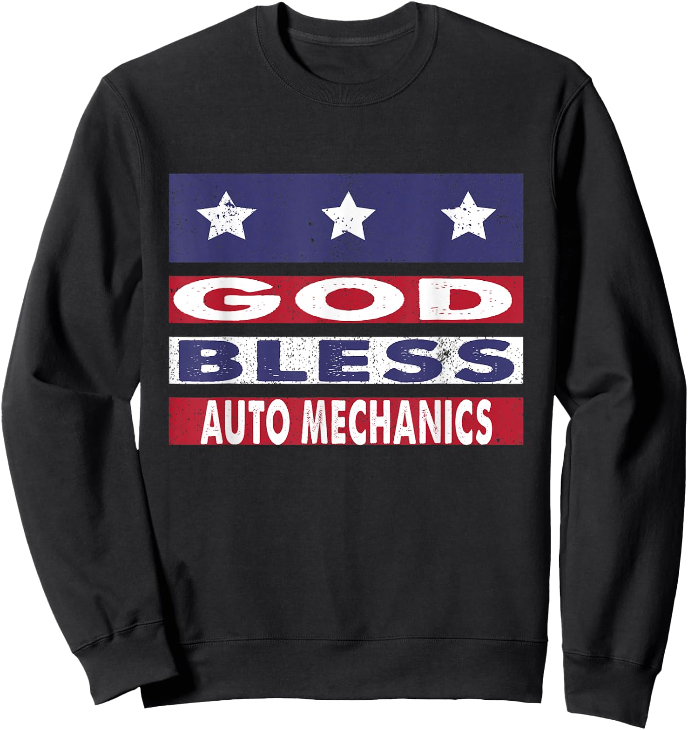God Bless Auto Mechanics Patriotic Christian Men Sweatshirt - Sweatshirt | Black